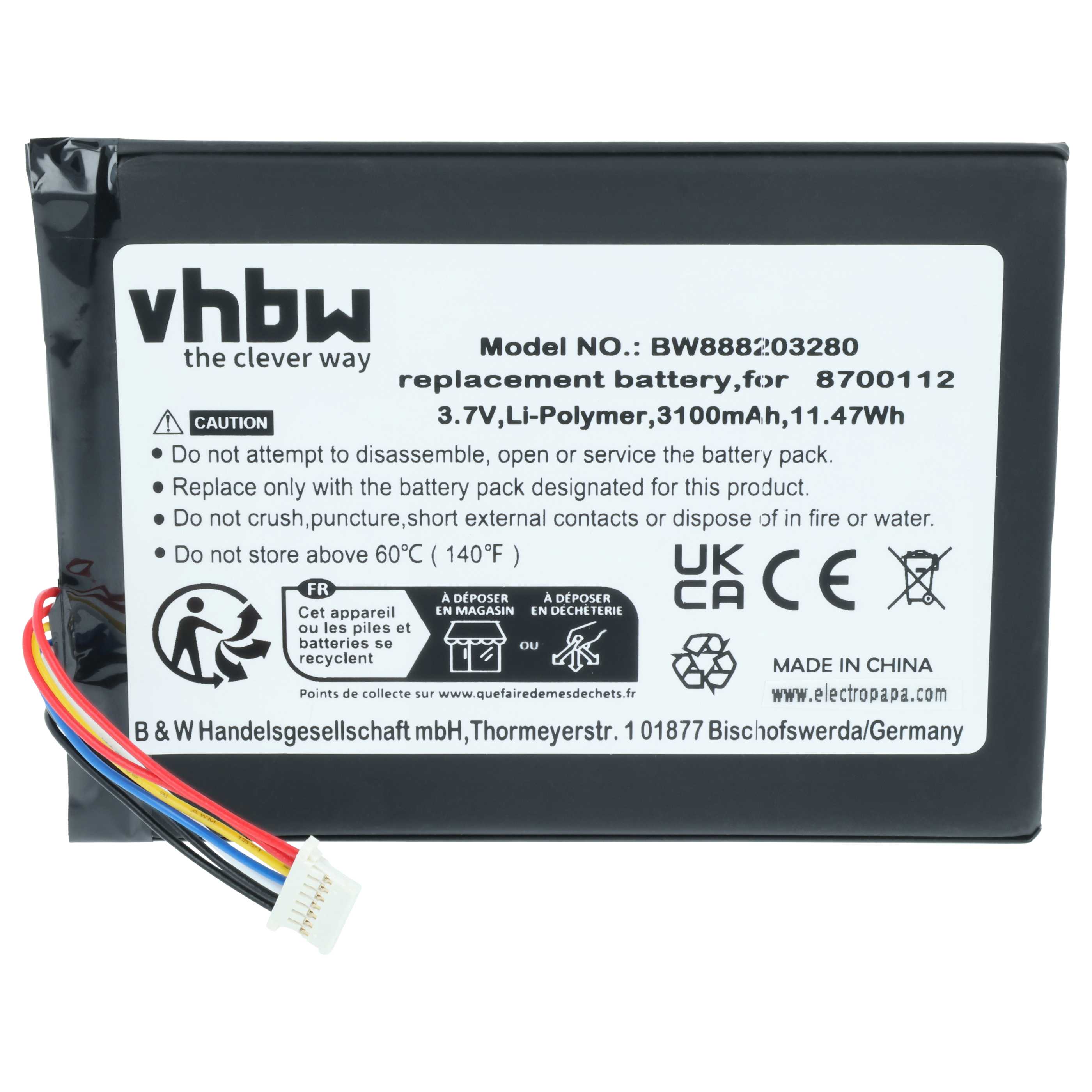 Batteria sostituisce Bang & Olufsen 8700112 per altoparlanti - 3100mAh 3,7V Li-Poly