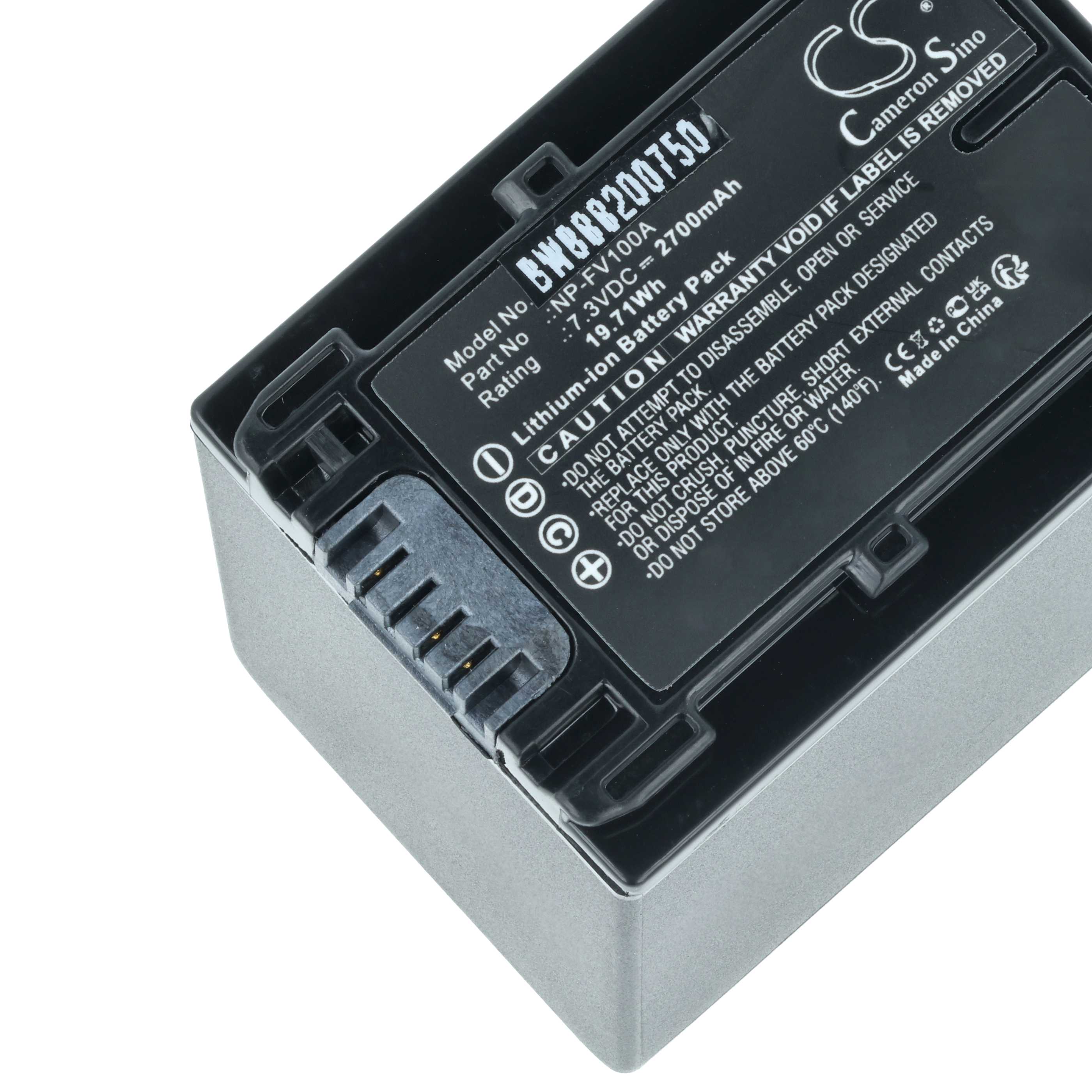 Videocamera Battery replaces Sony NP-FV100A - 2700 mAh 7.3 V Li-Ion