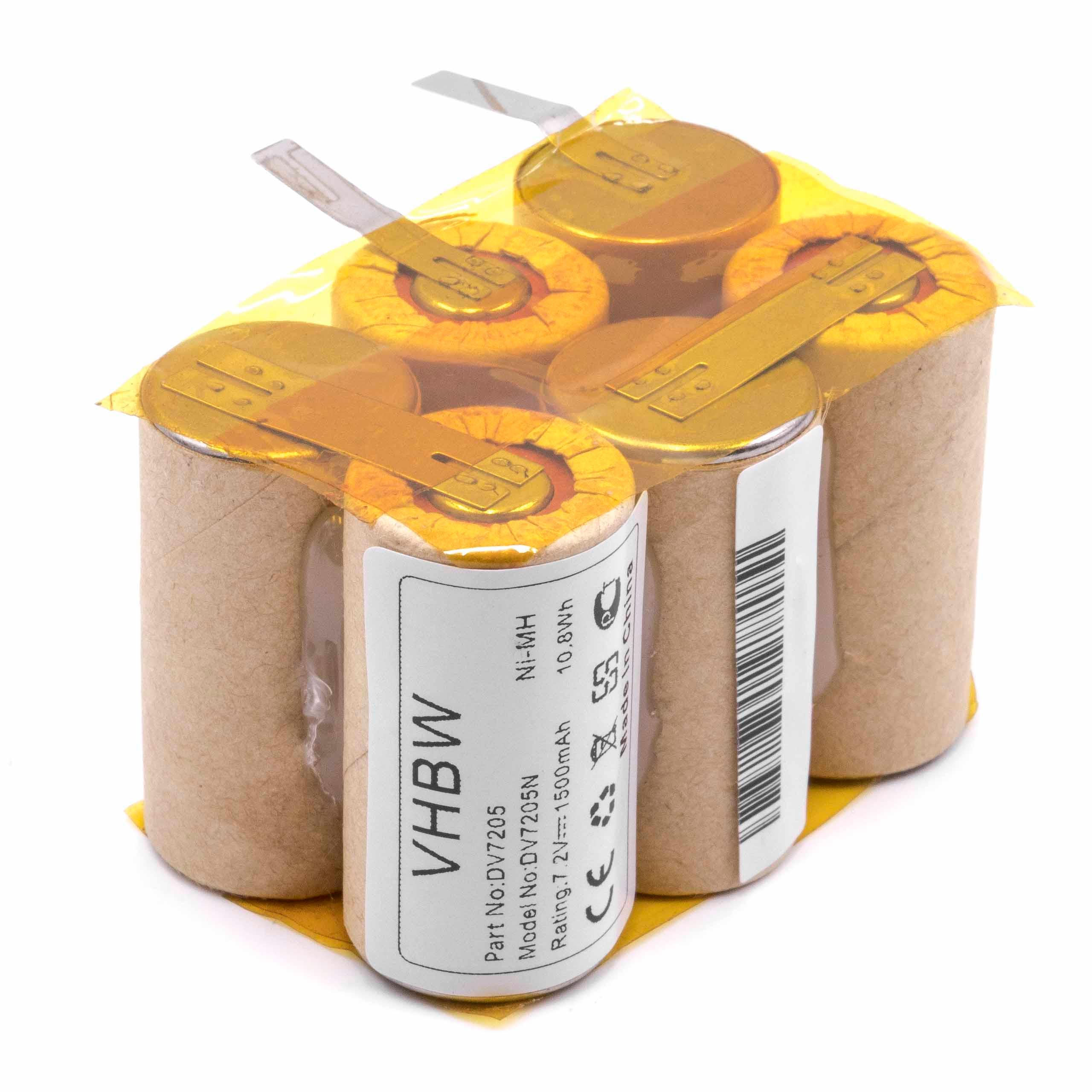 Batterie remplace Black&Decker ACN-DE7.2 pour aspirateur - 1500mAh 7,2V NiMH