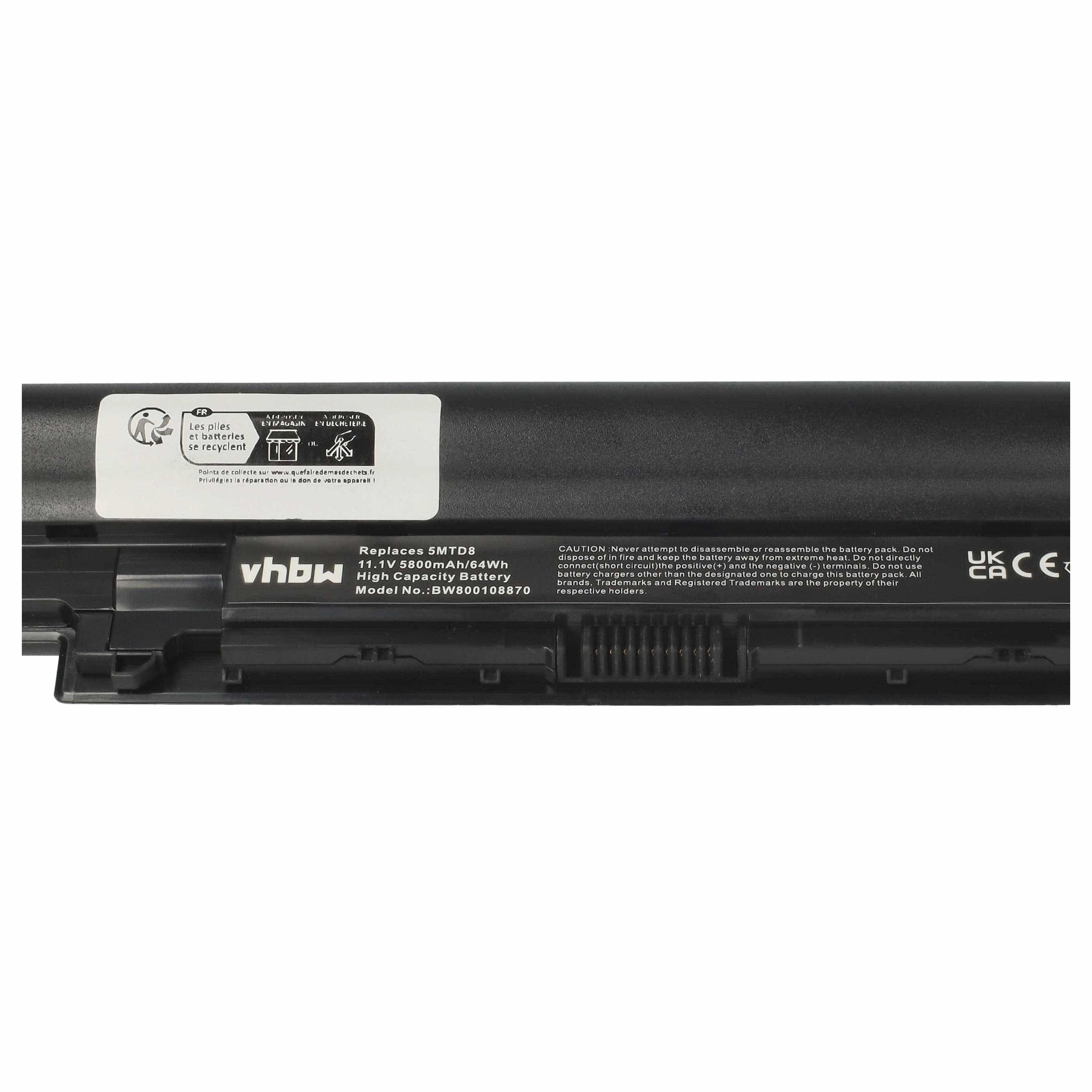 Akumulator do laptopa zamiennik Dell YFOF9, YFDF9, VDYR8, HGJW8, H7WX1, 5MTD8 - 5800 mAh 11,1 V Li-Ion, czarny