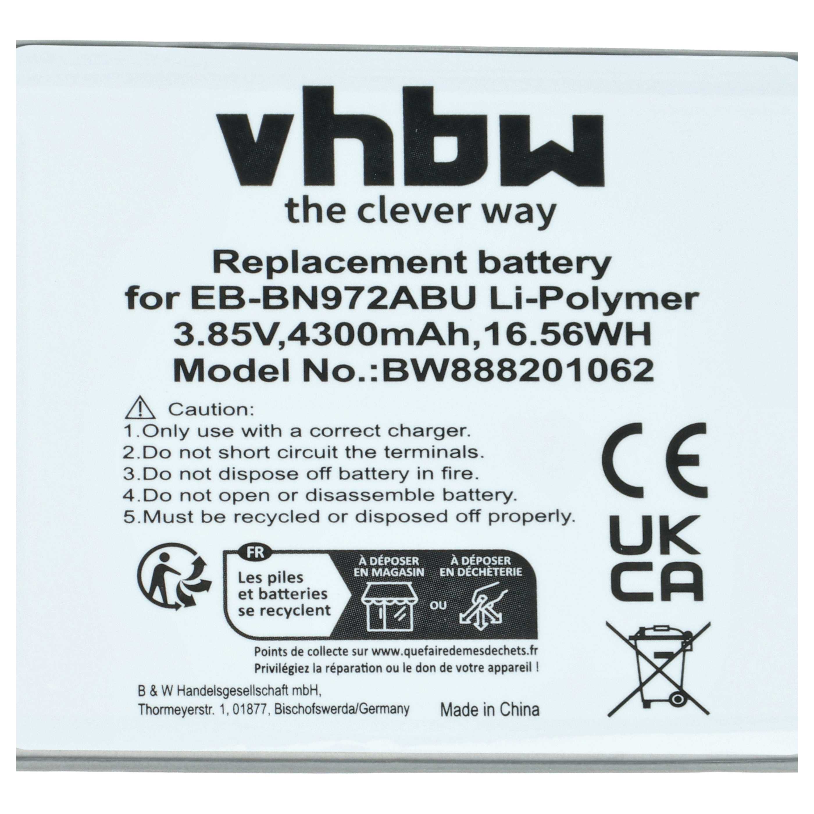 Akumulator do telefonu smartfona zamiennik Samsung EB-BN972ABU, EB-BN972ABUL - 4300 mAh 3,85 V LiPo