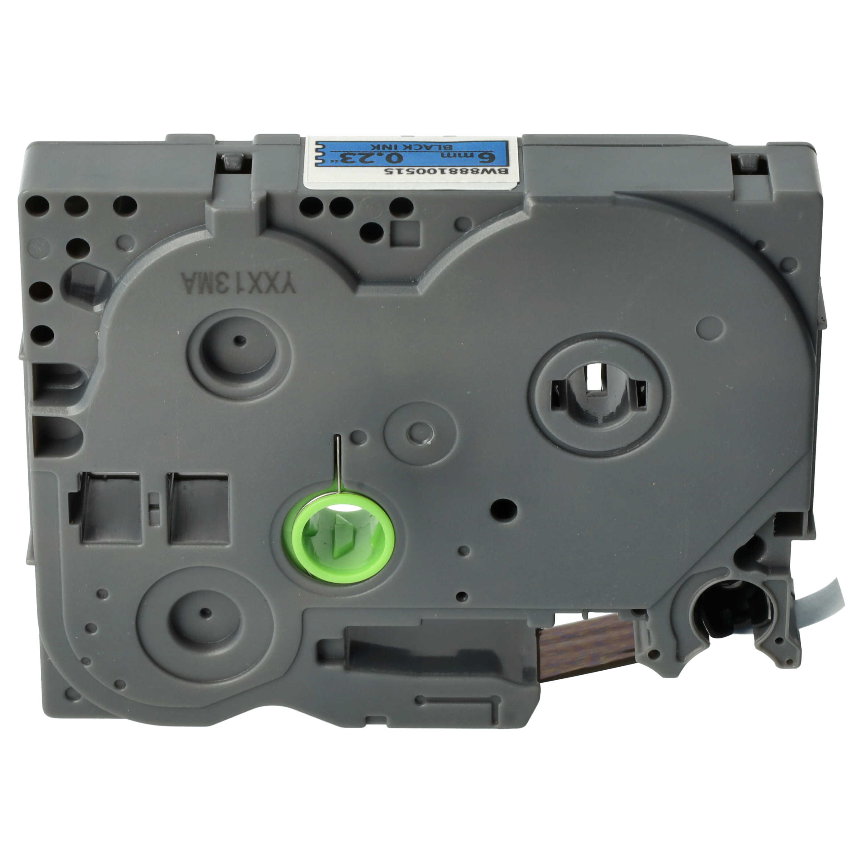 Label Tape as Replacement for Brother TZeFX511, TZ-FX511, TZE-FX511, TZFX511 - 6 mm Black to Blue, Flexible