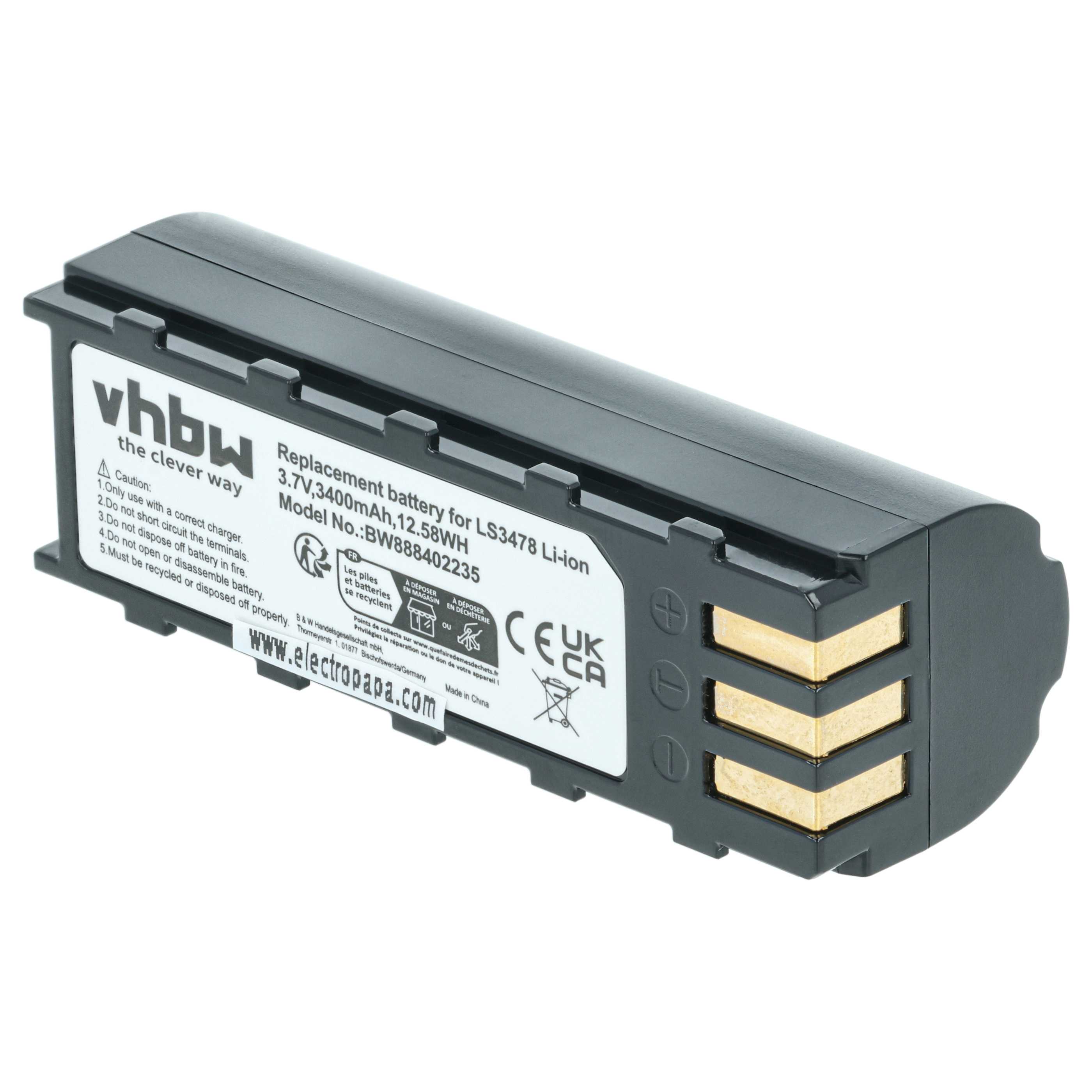 5x Battery replaces Motorola 21-62606-01 for Symbol Barcode Scanner POS - 3400 mAh 3.7 V