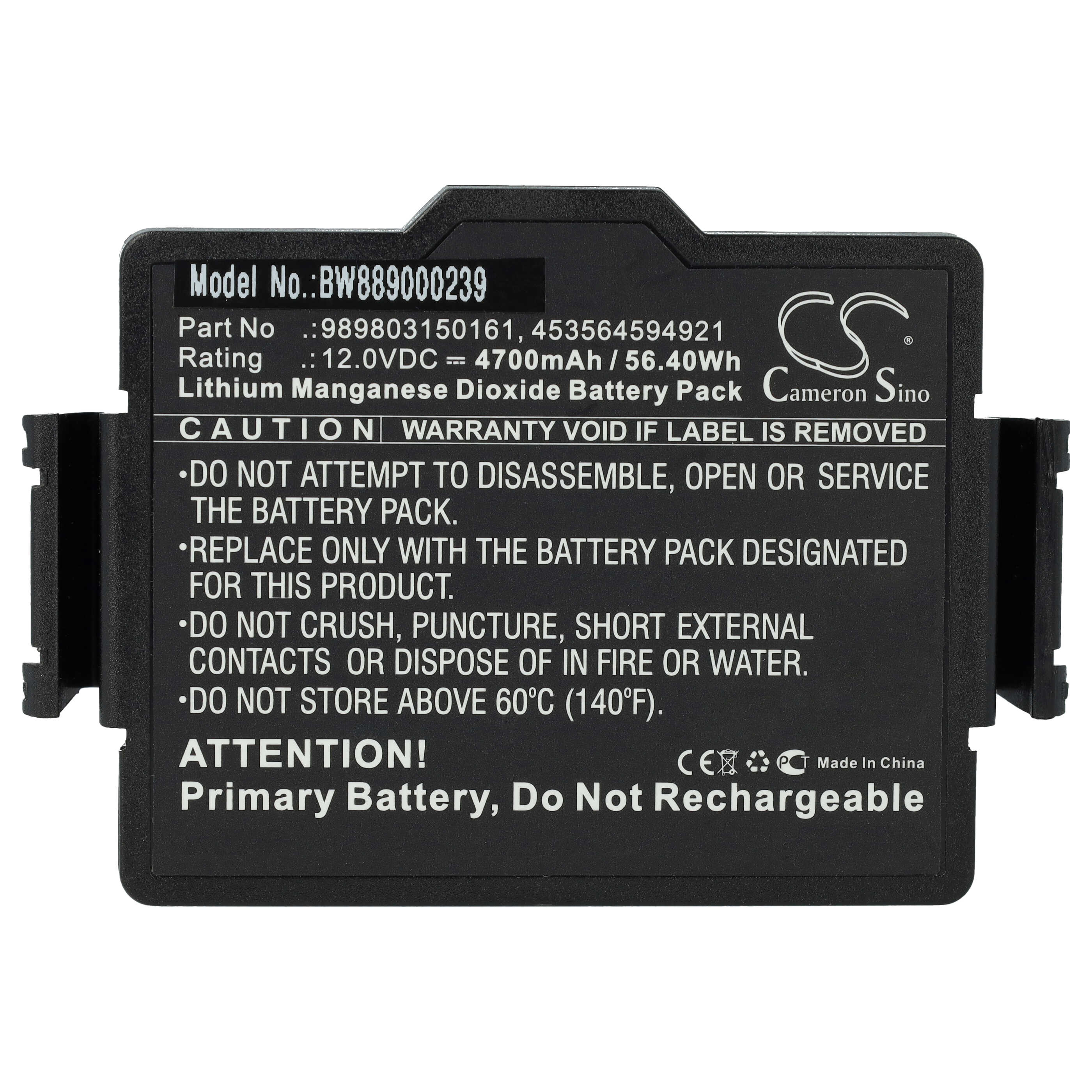 Batterie als Ersatz für Philips 453564288031, 453564594921, 989803150161 - 4700mAh 12V Li-MnO2