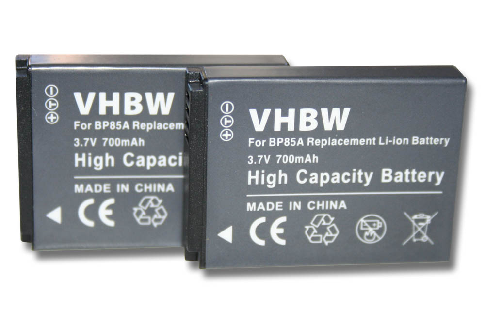 2x Battery replaces Samsung BP85a, EA-BP85a, IA-BP85a, BP-85a - 700mAh, 3.7V, Li-Ion