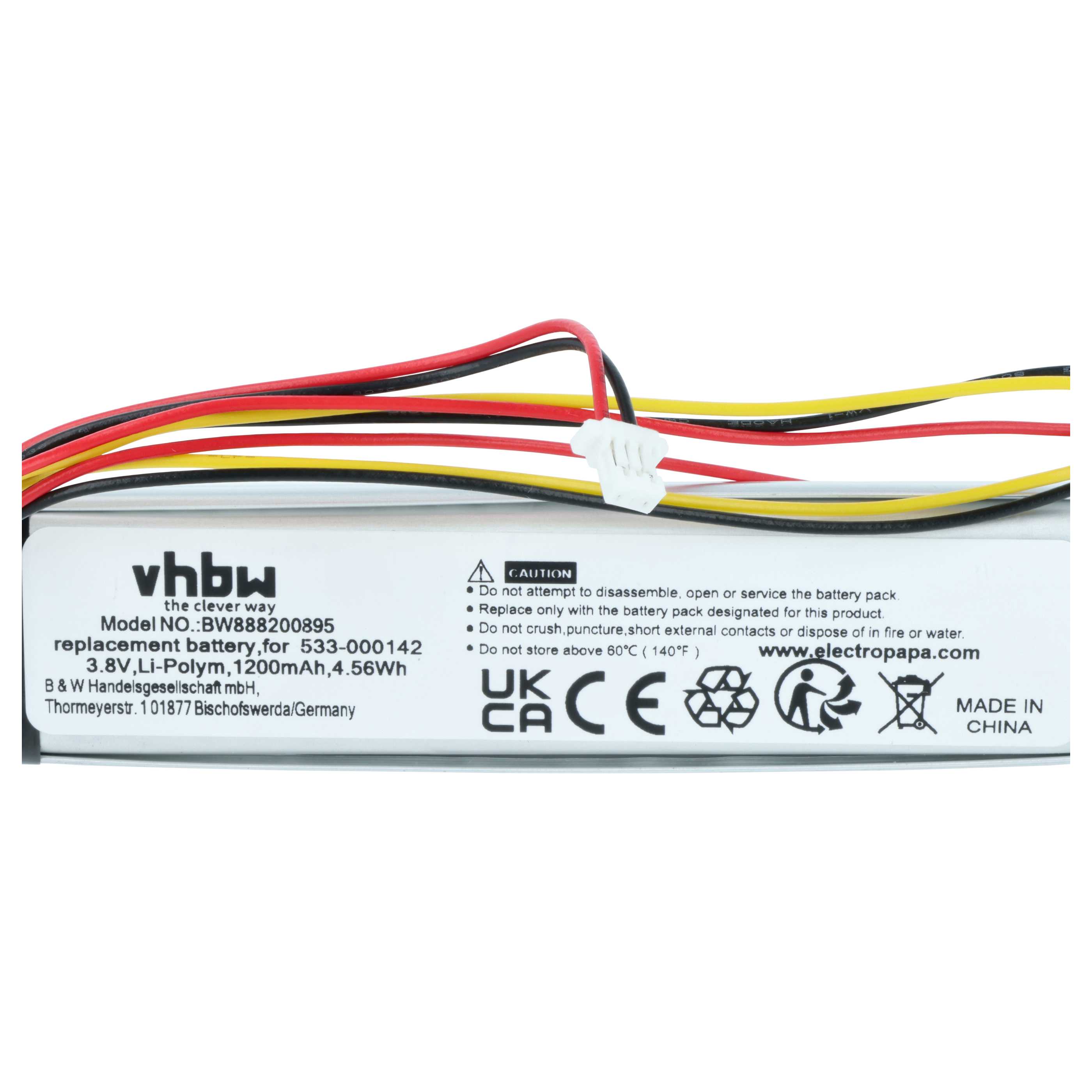 Batería reemplaza Logitech 533-000142 para teclado (1200 mAh, 3,8 V, Li-Polímero)