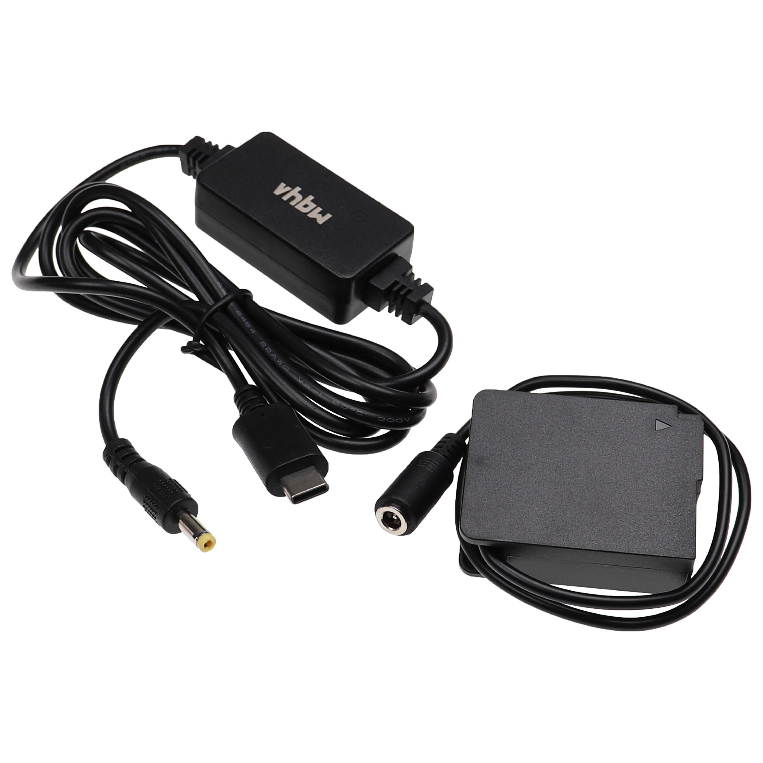 Fuente alimentación USB reemplaza Panasonic DMW-AC8 para cámaras + acoplador CC reemplaza Panasonic DMW-DCC8