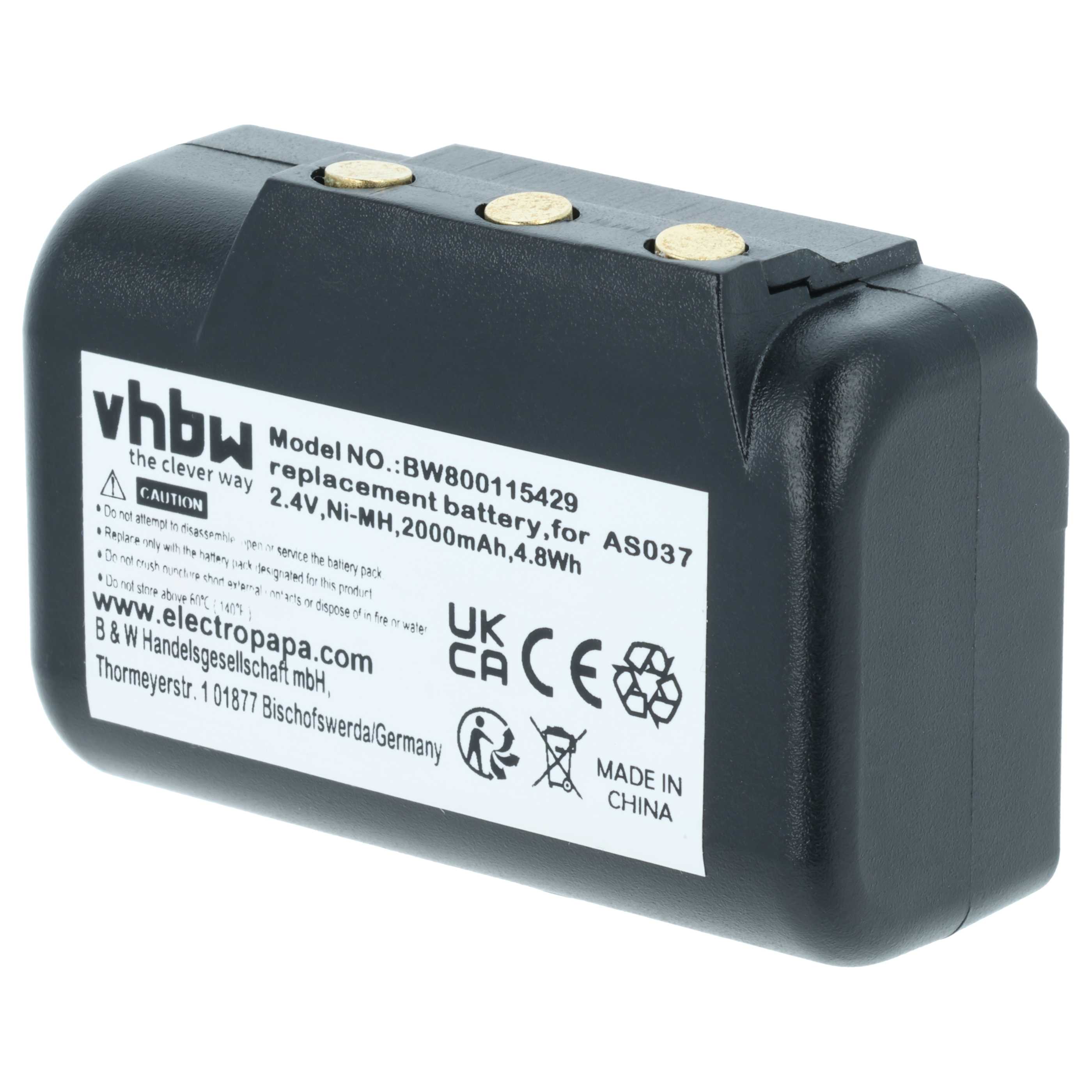 Batería reemplaza IMET WBH04.965, AS037 sistema control - 2000mAh 2,4V NiMH