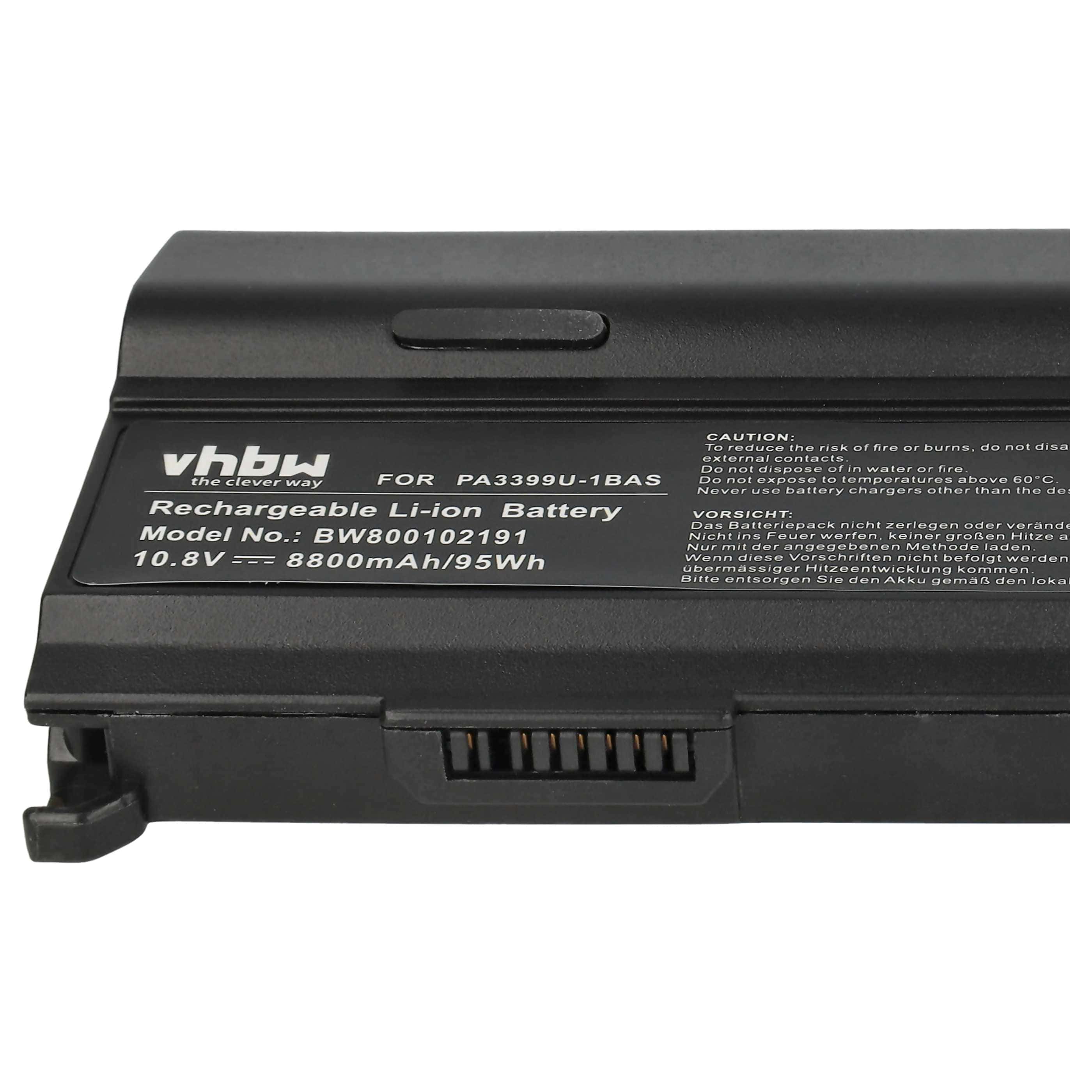 Akumulator do laptopa zamiennik Toshiba PA3399U-1BAS, PA3399U-1BRS - 8800 mAh 10,8 V Li-Ion, czarny
