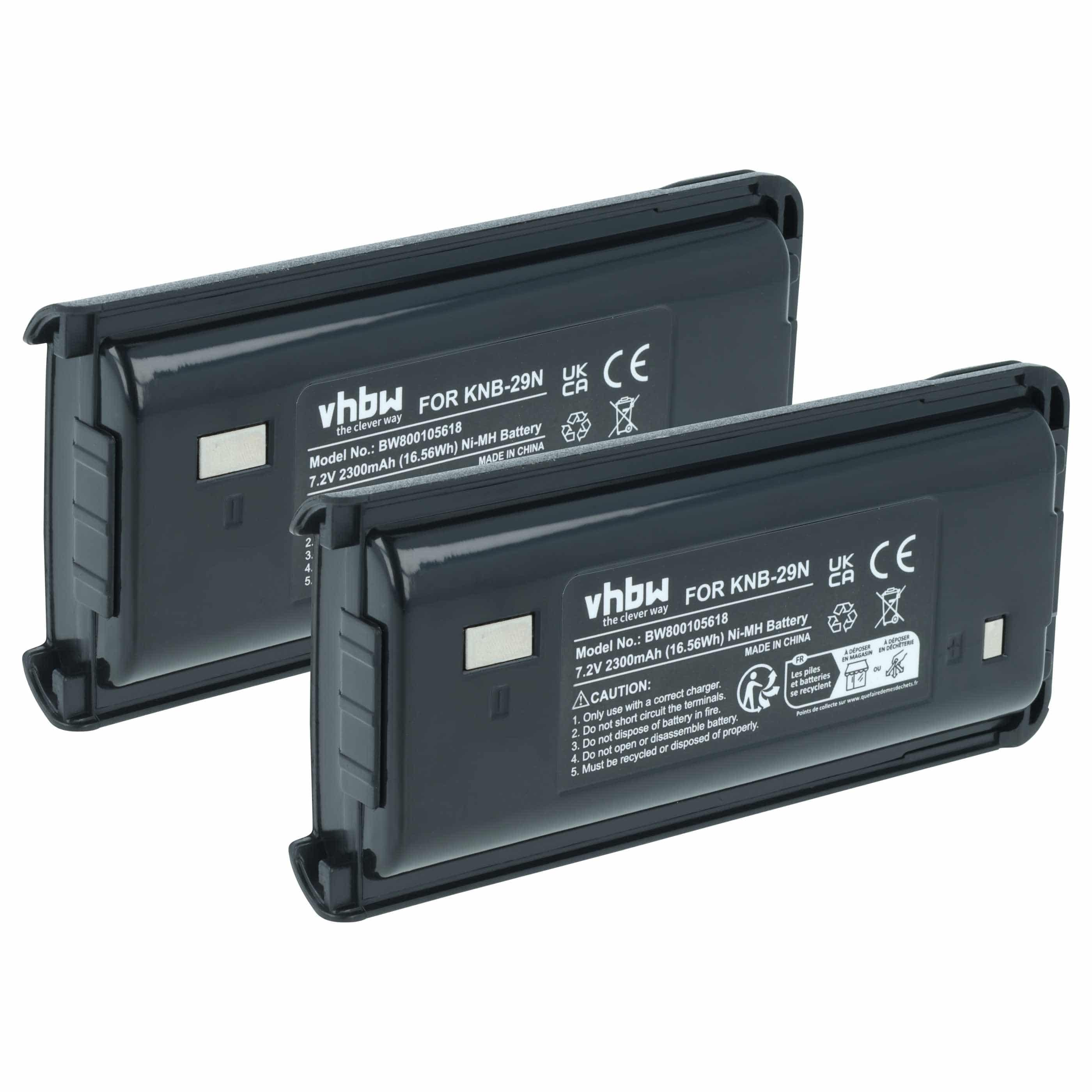 Radio 2x Battery replaces Kenwood KNB-29A, KNB-29, BPKNB45LI, BPKNB29MHXT-1, BPKNB29MH - 2300 mAh 7.2 V NiMH