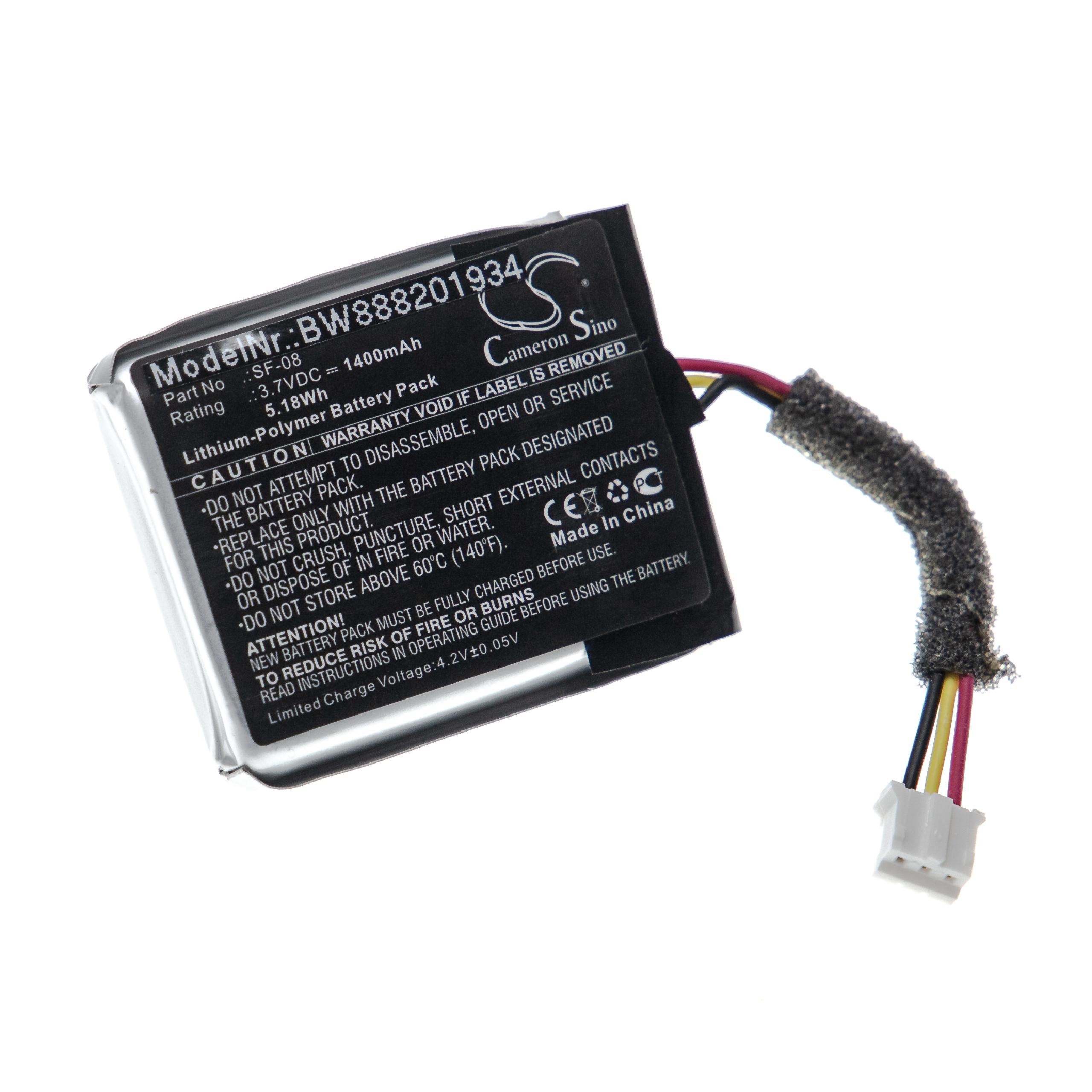  Battery replaces Sony SF-08 for SonyLoudspeaker - Li-polymer 1400 mAh 1 cell