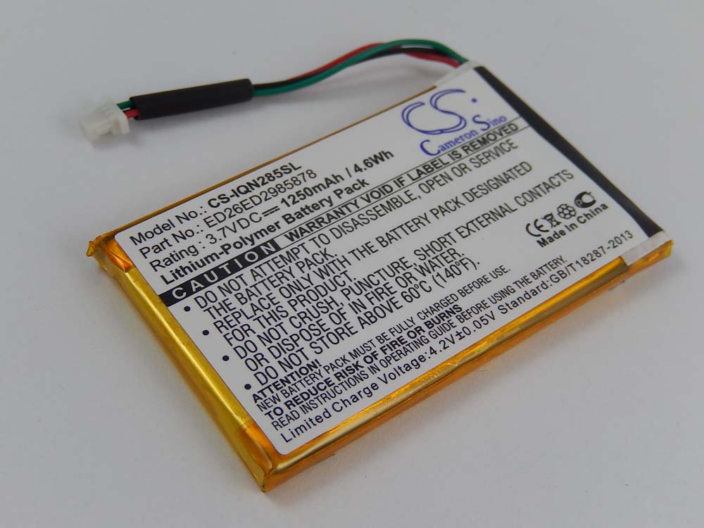 Batterie remplace Garmin ED26ED2985878 pour navigation GPS - 1250mAh 3,7V Li-polymère