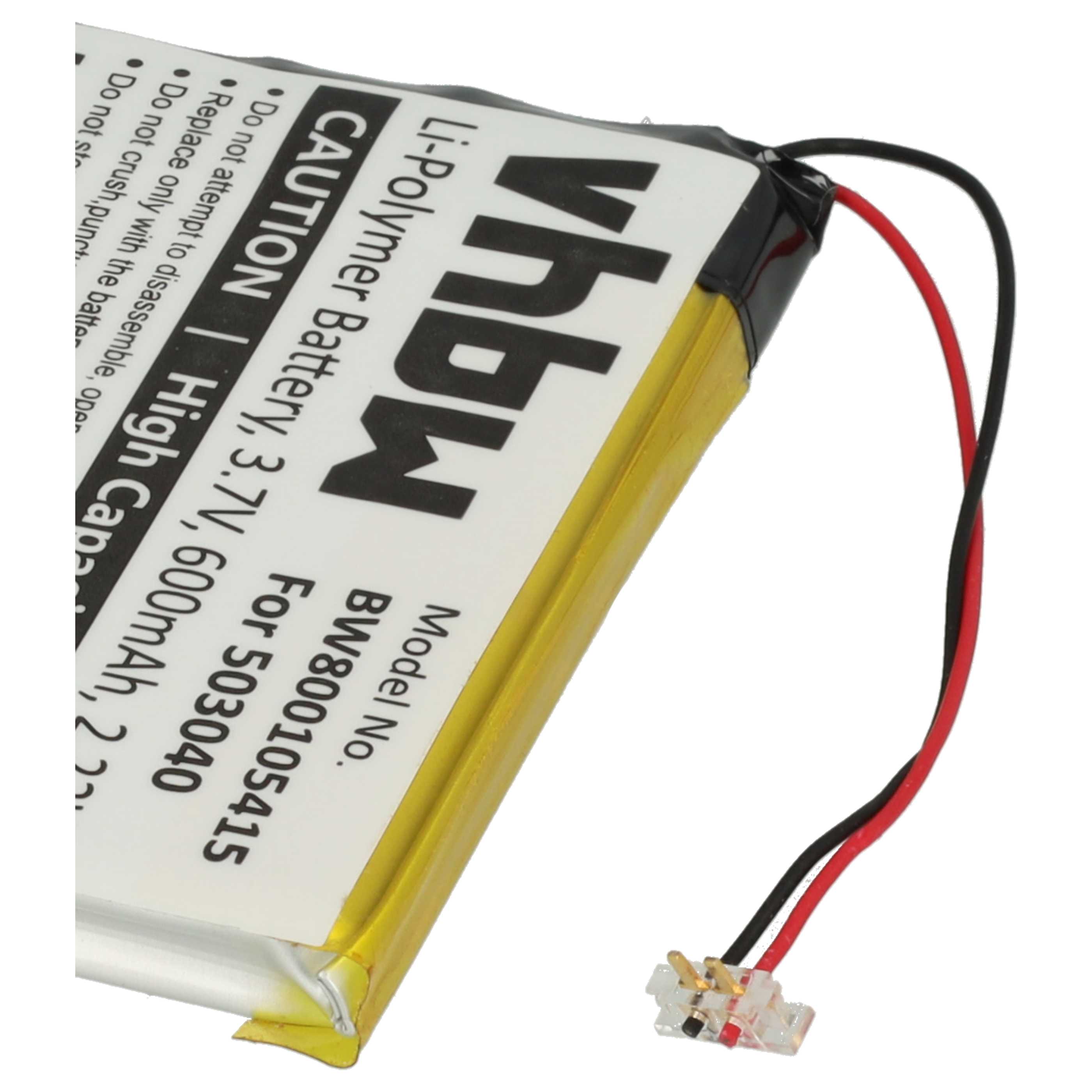MP3-Player Battery replaces Samsung 503040 - 600 mAh 3.7 V Li-polymer
