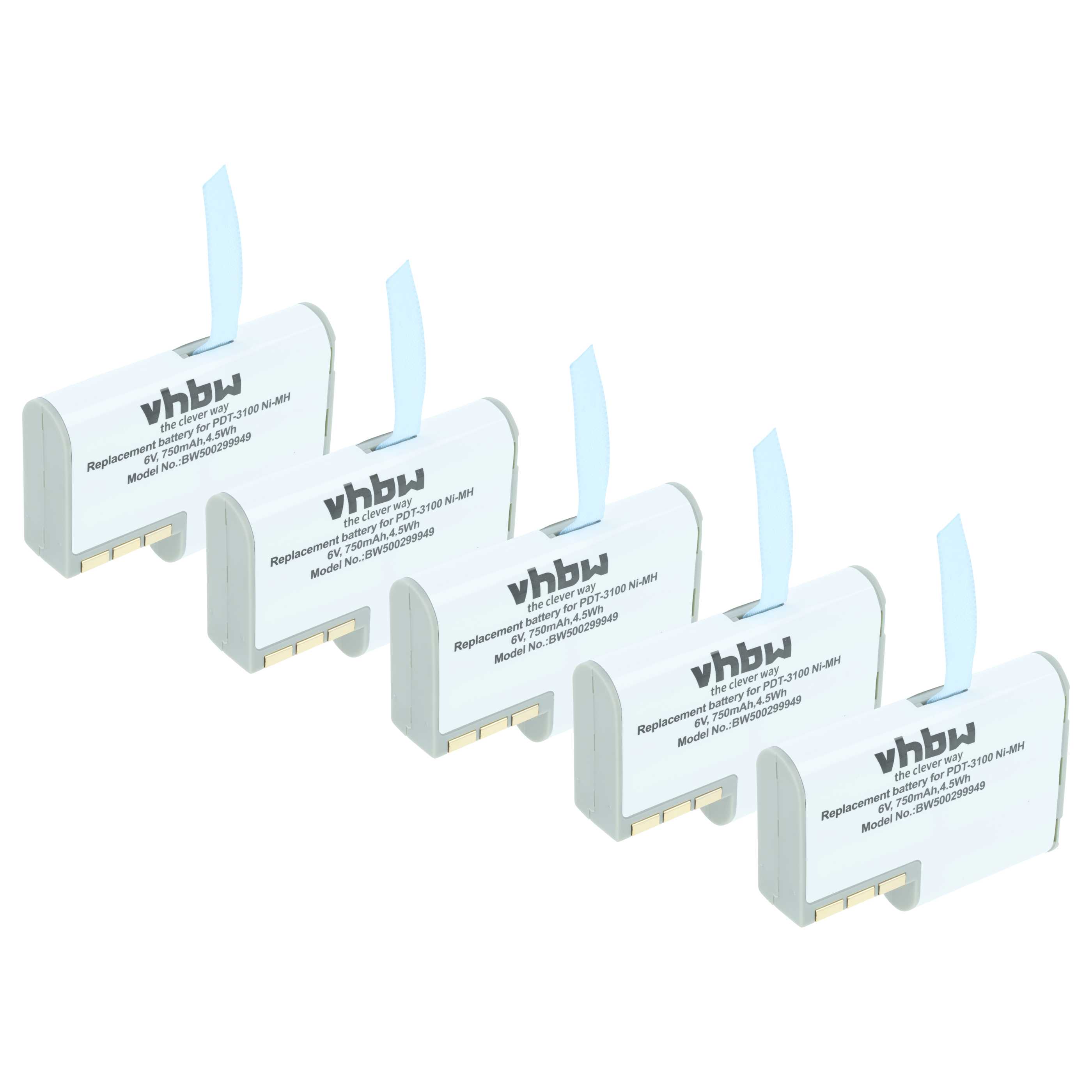5x Batteria sostituisce Symbol 50-14000-0, 21-36897-02 per barcode scanner Symbol - 750mAh 6V NiMH