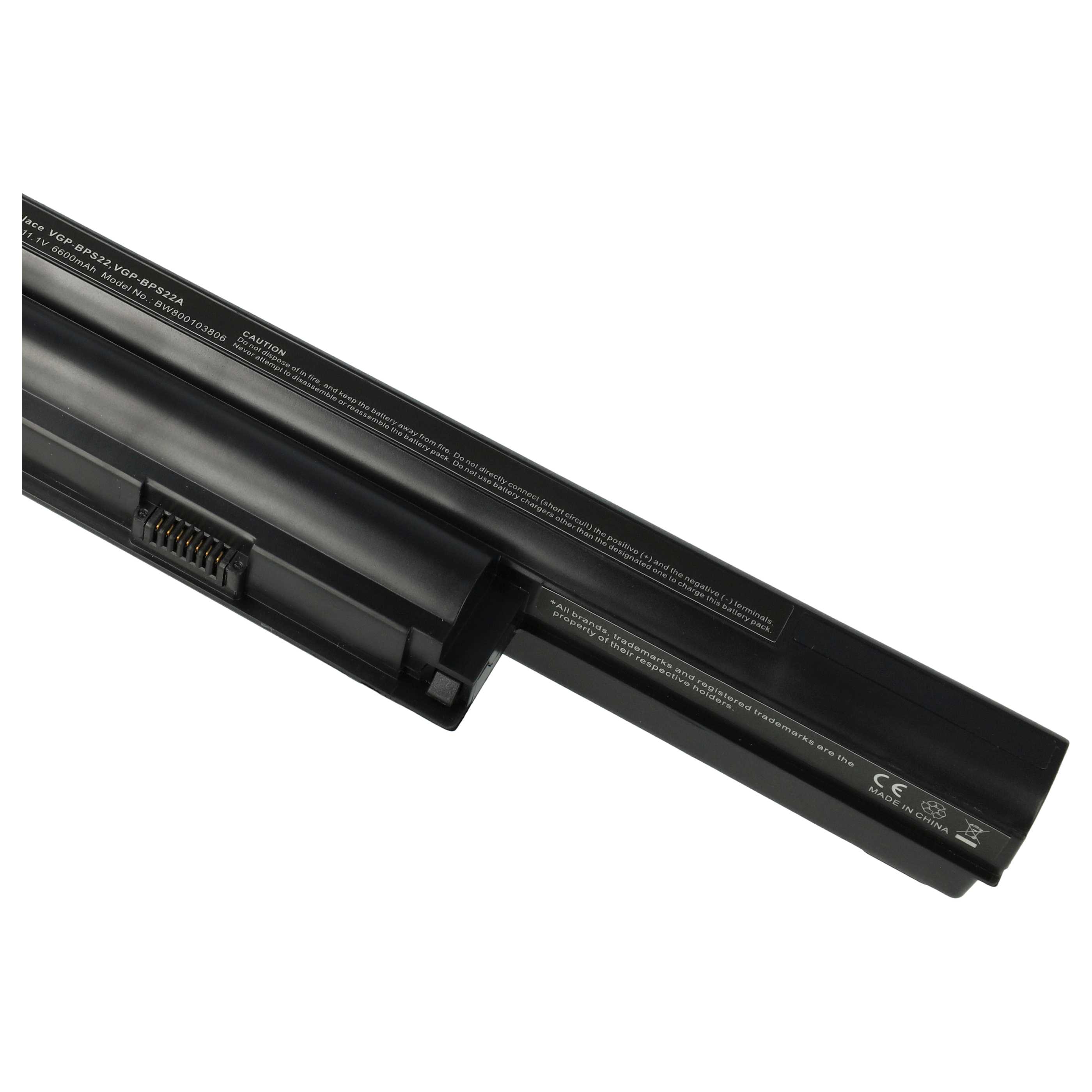 Akumulator do laptopa zamiennik Sony VGP-BPS22/A, VGP-BPL22, VGP-BPS22 - 6600 mAh 11,1 V Li-Ion, czarny