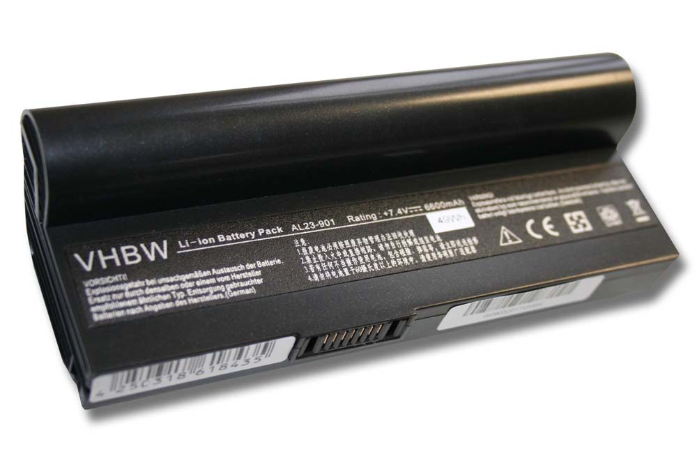 Batterie remplace Asus AL23-901, AL22-901, AL24-1000 pour ordinateur portable - 6600mAh 7,4V Li-ion, noir
