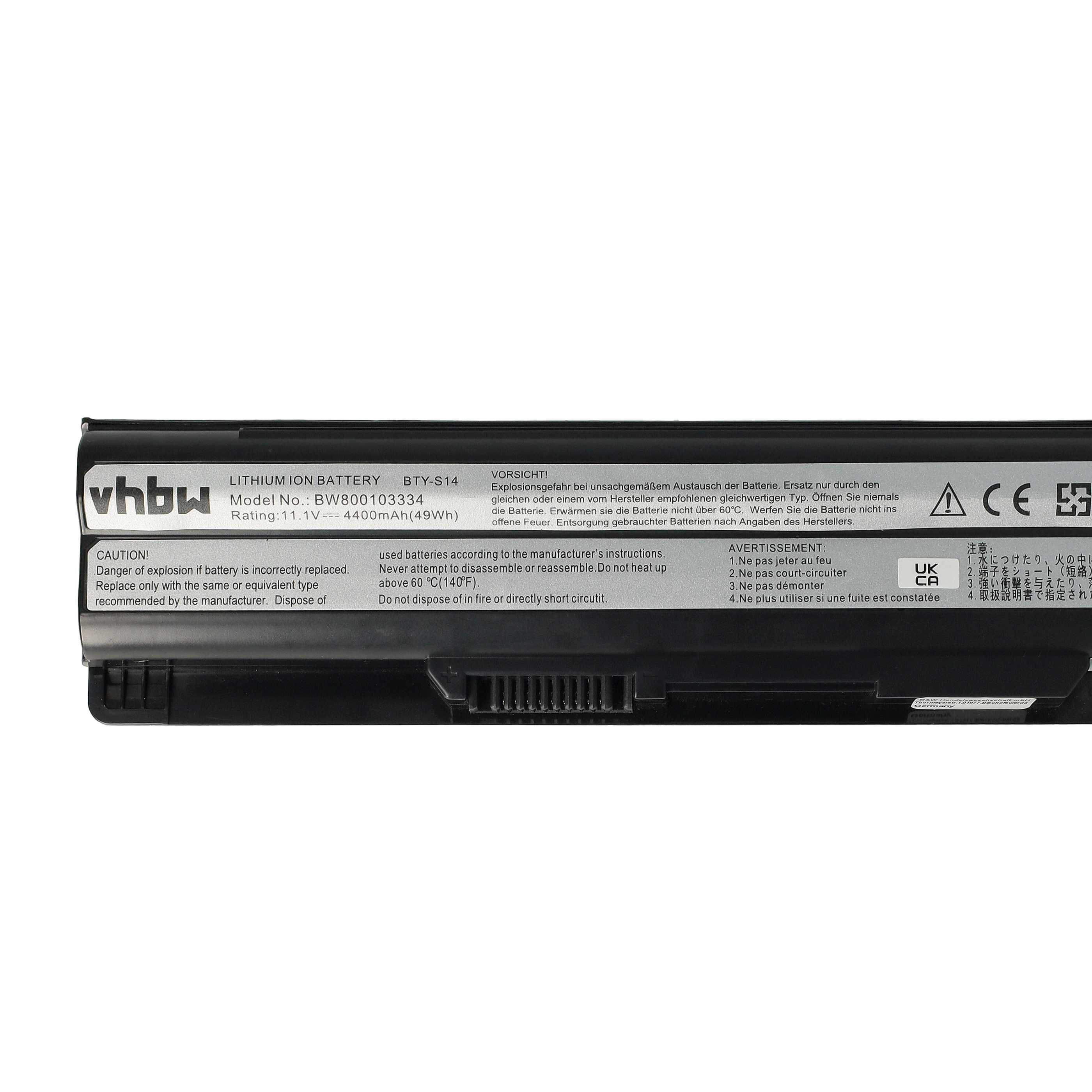 Batteria sostituisce Medion BTY-S14, 40029150, 40029231, 40029683 per notebook MSI - 4400mAh 11,1V Li-Ion nero