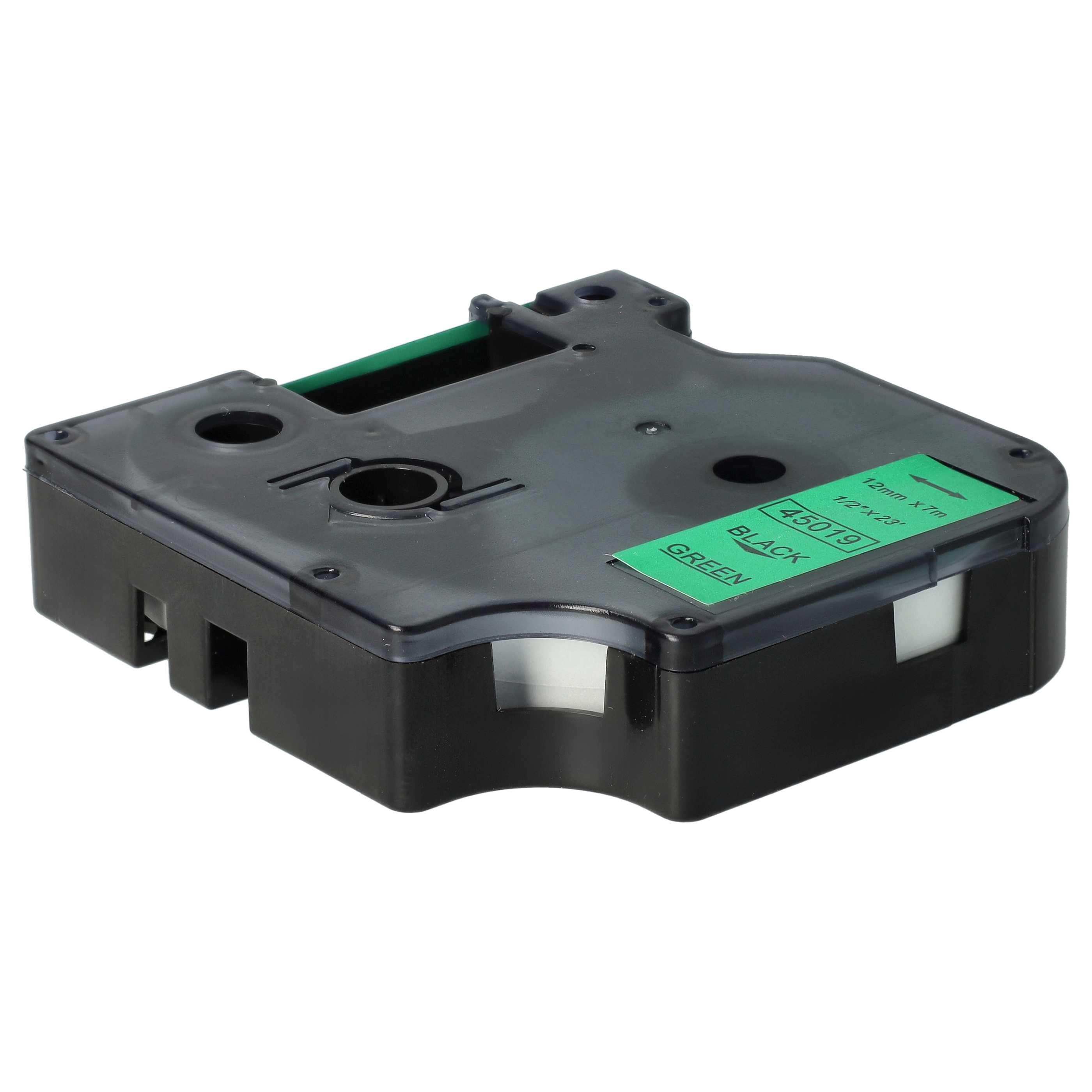 Cassetta nastro sostituisce Dymo 45019, D1 per etichettatrice Dymo 12mm nero su verde