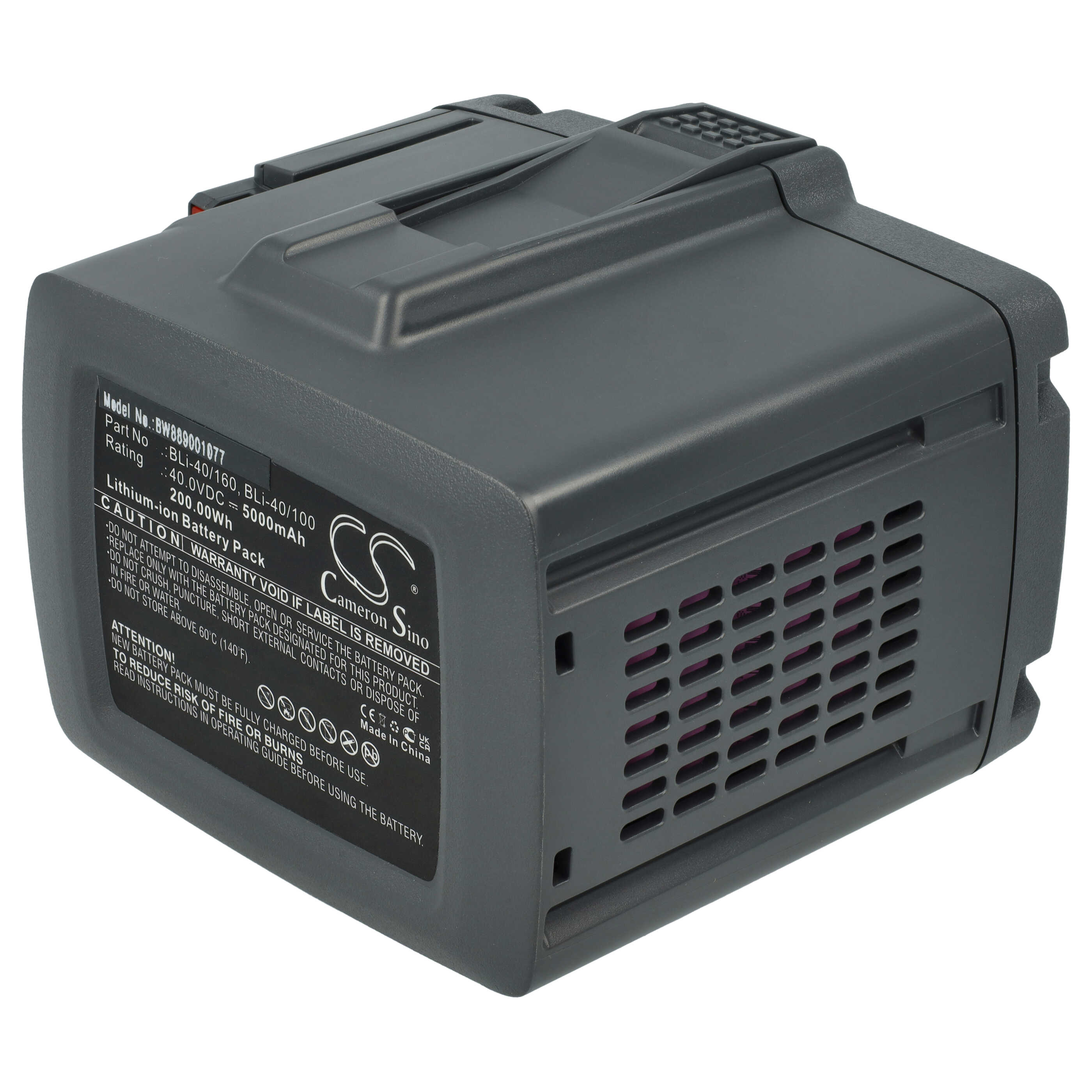 Battery replaces Gardena 9842, BLi-40/160, BLi-40/100, 9843-20, 28311, 9843 - 5000 mAh 40 V Li-Ion, dark grey