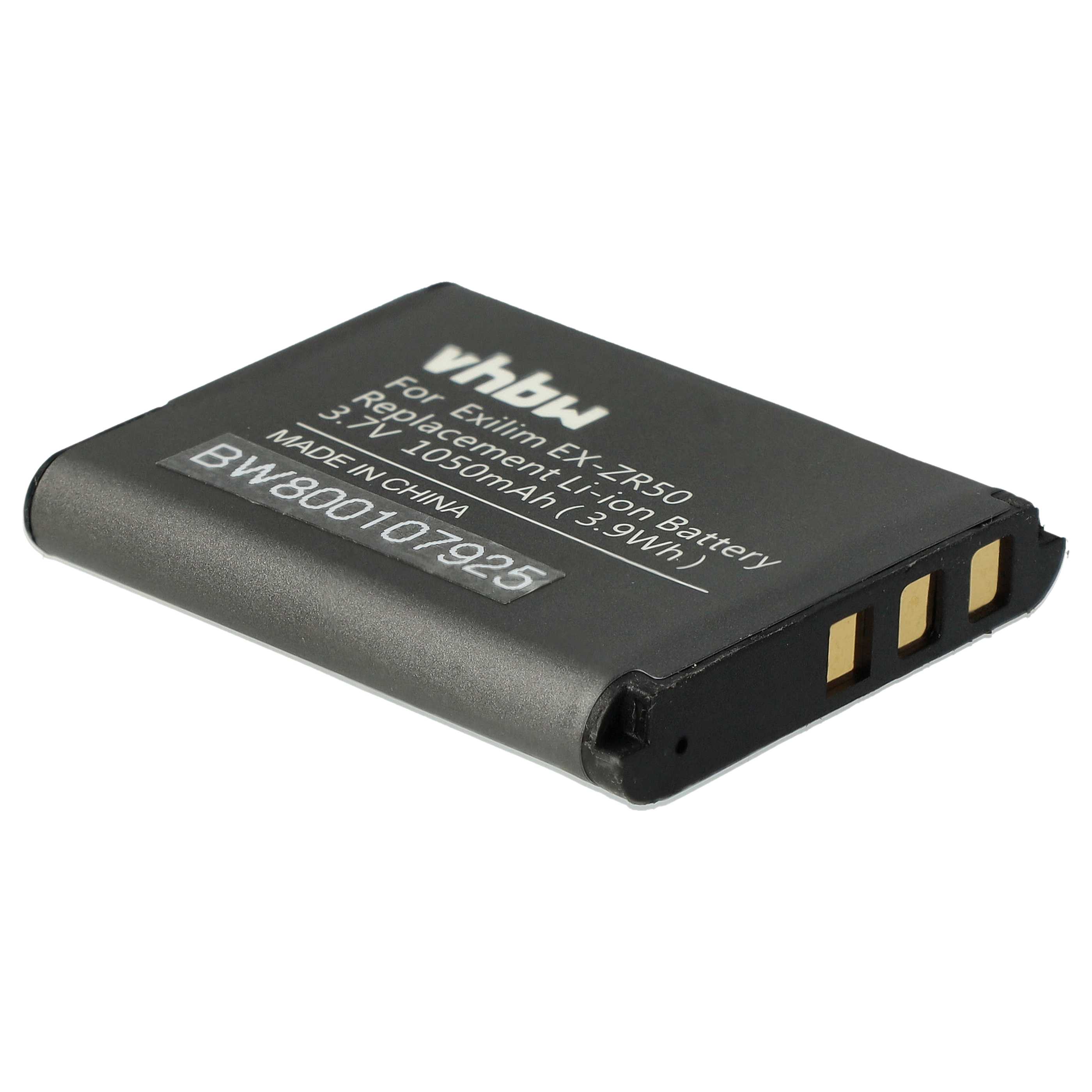 2x Battery replaces Casio NP-160 - 1050mAh, 3.7V, Li-Ion