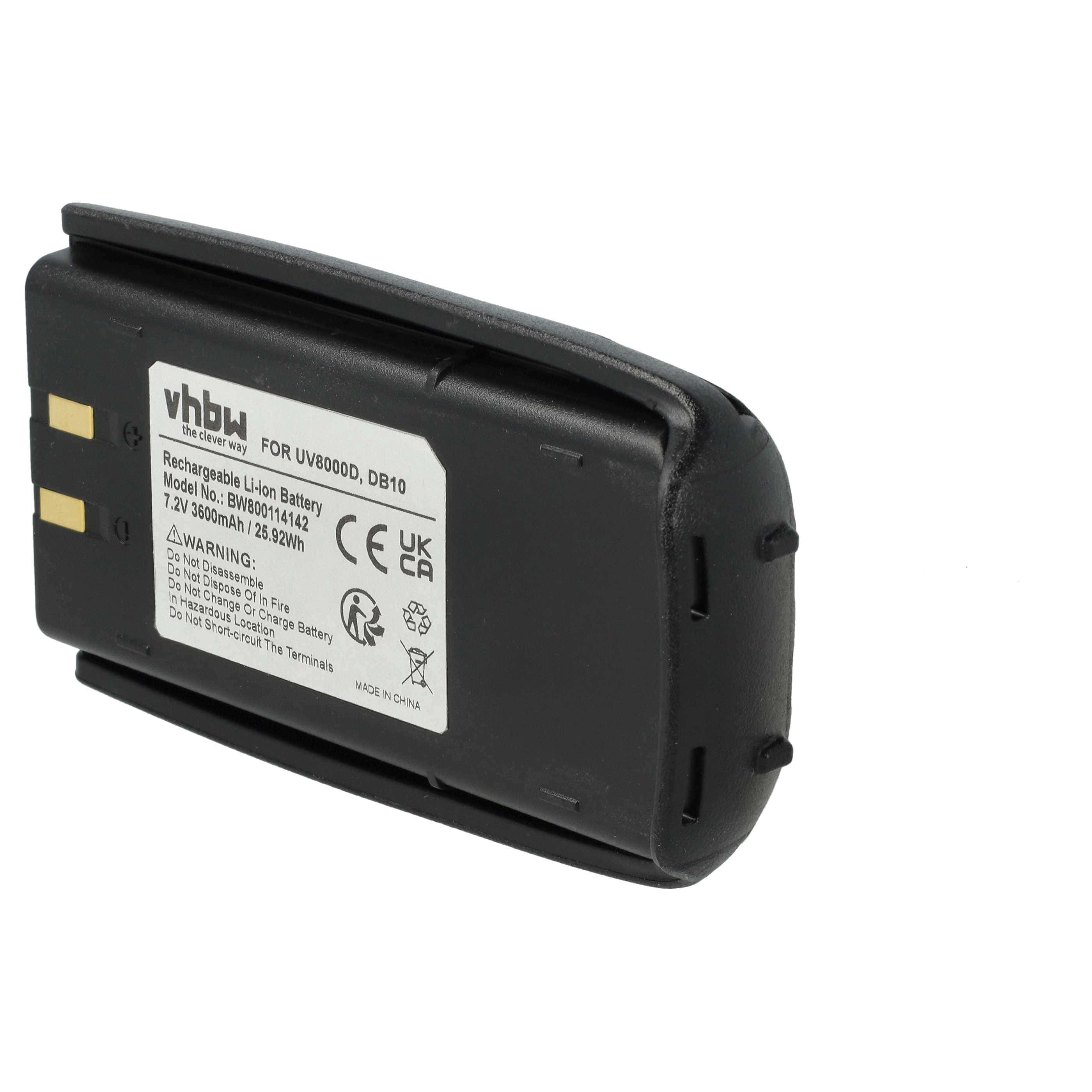 Radio 2x Battery replaces UV8000D, DB10 - 3600 mAh 7.2 V Li-Ion