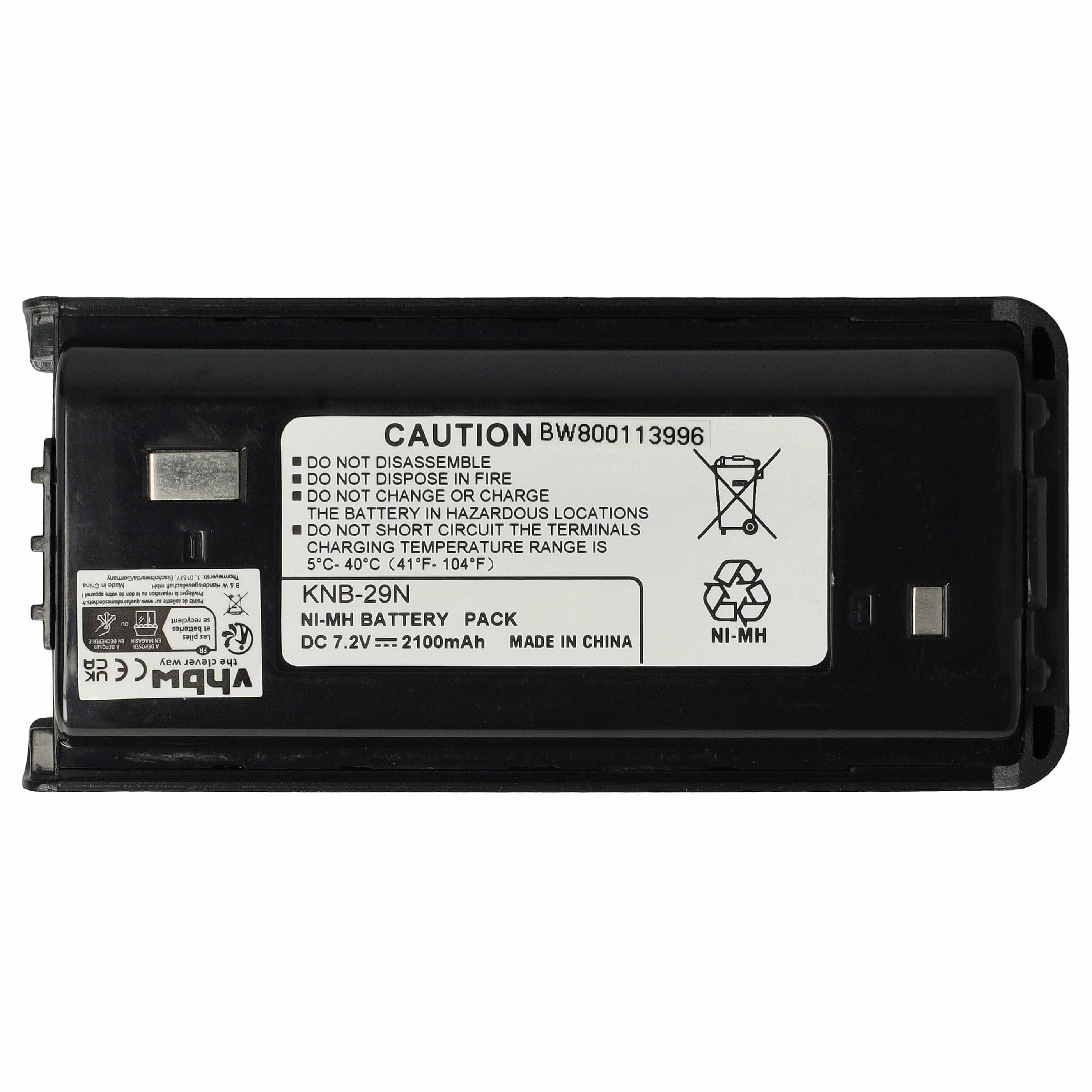 Batteria sostituisce Kenwood BPKNB45LI, BPKNB29MHXT-1, BPKNB29MH per dispositivo radio - 2100mAh 7,2V NiMH