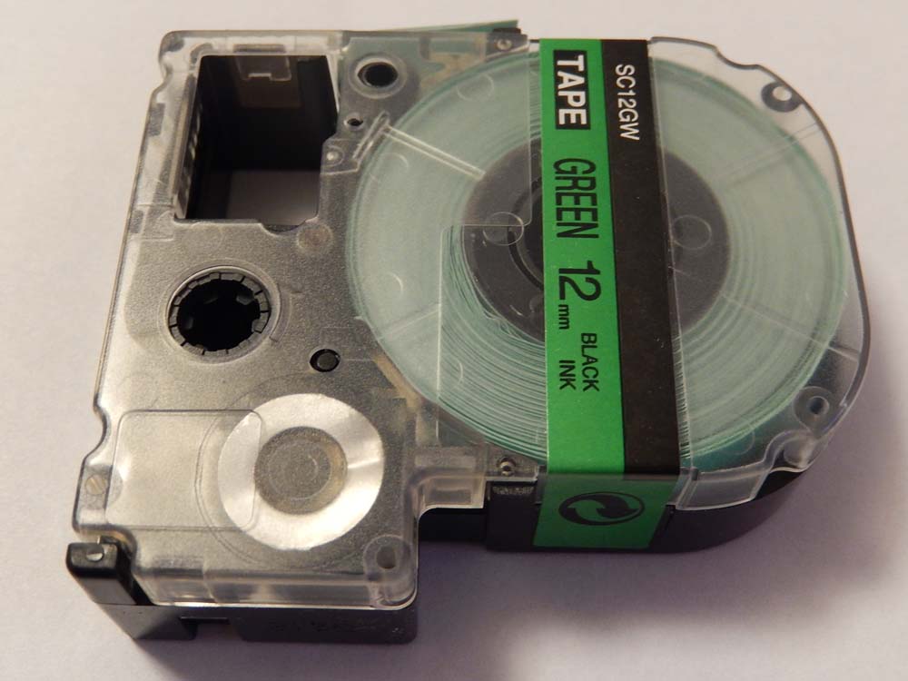 Label Tape as Replacement for Epson LC-4GBP - 12 mm Black to Green