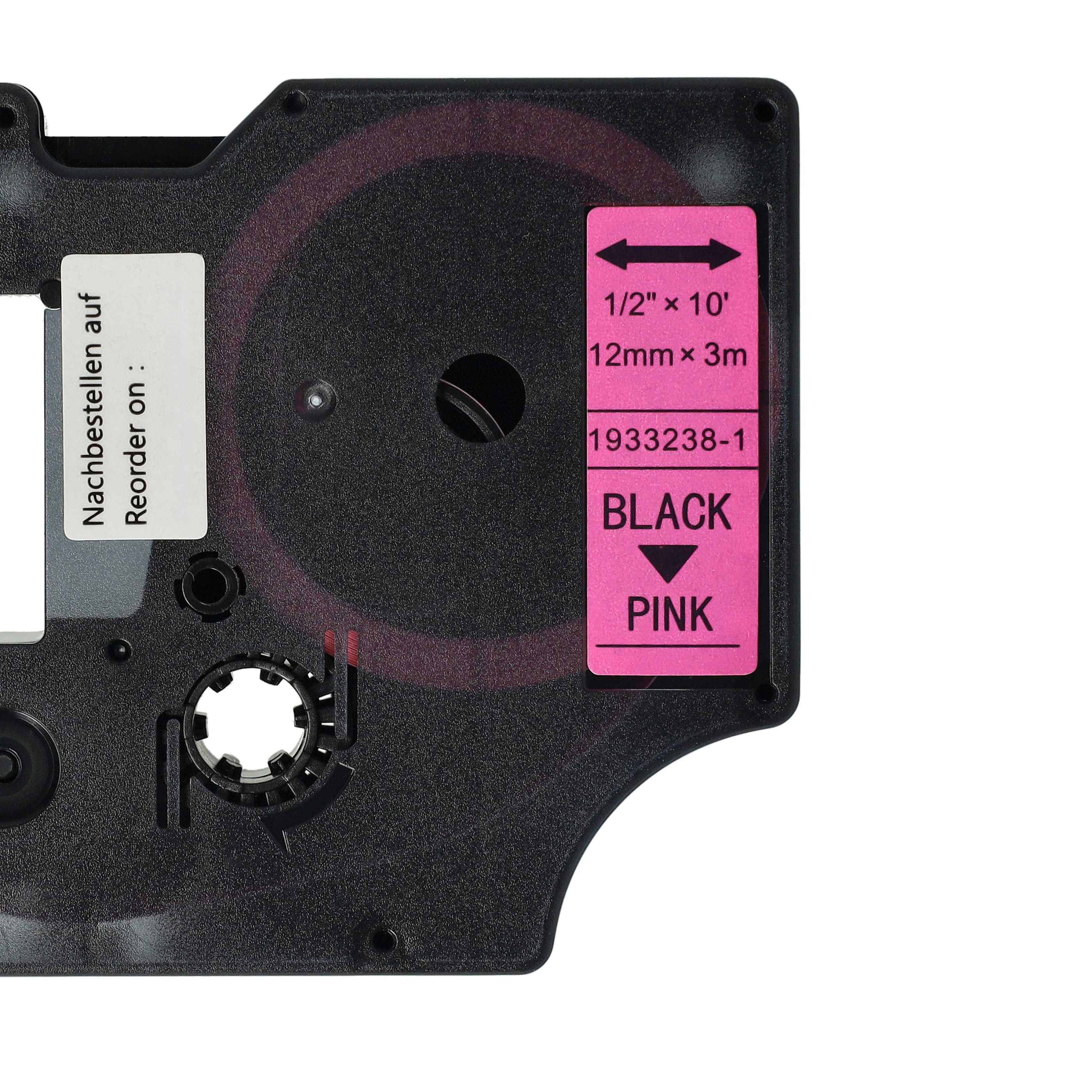 Cassetta nastro sostituisce Dymo D1, 1933238-1 per etichettatrice 12mm nero - rosa fluo