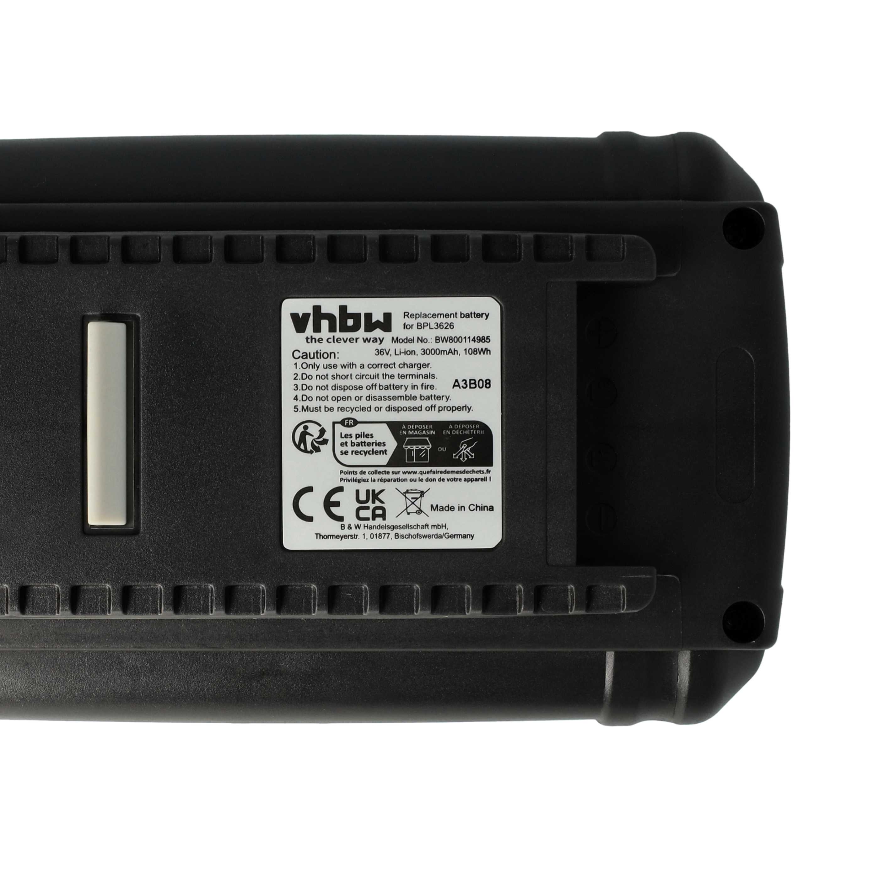 3x Batería reemplaza Ryobi BPL3626, BPL3626D, BPL3640, 5133002166 para herramienta - 3000 mAh, 36 V, Li-Ion