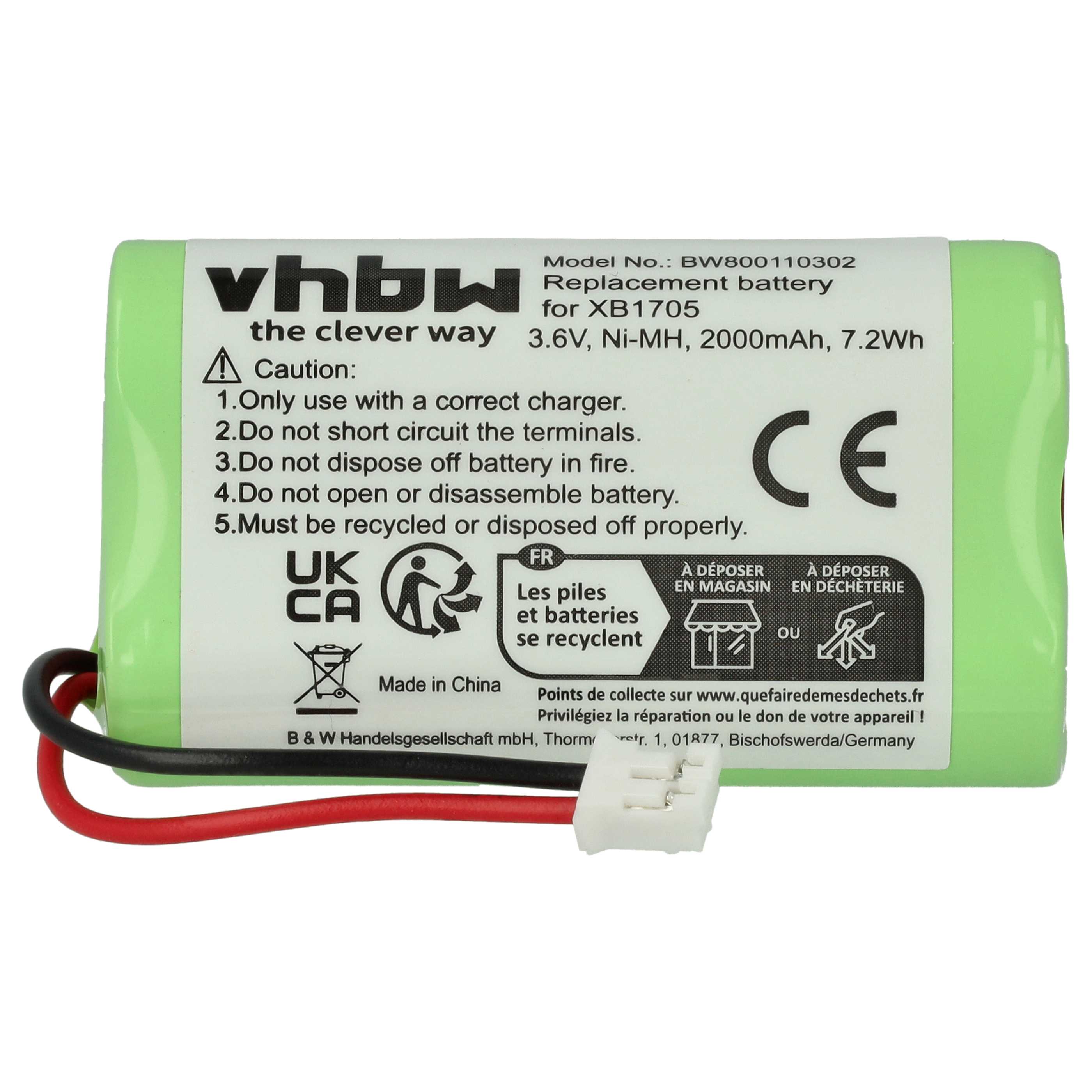 Akku als Ersatz für XB1705 für Euro Pro - 2000mAh 3,6V NiMH