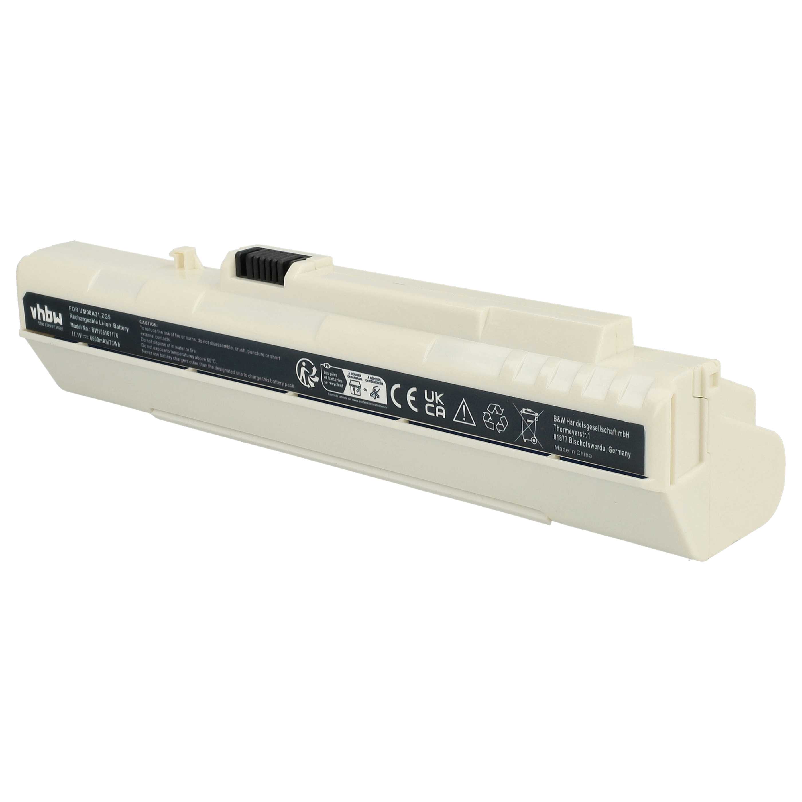 Akumulator do laptopa zamiennik Acer BT.00605.035, 934T2780F, BT.00607.039 - 6600 mAh 11,1 V Li-Ion, biały