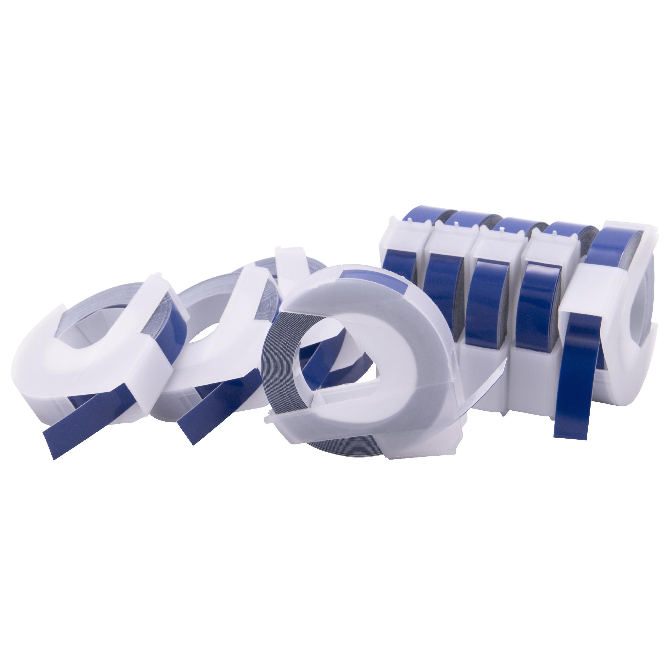 10x Casete cinta relieve 3D Casete cinta escritura reemplaza Dymo 0898140, 520106 Blanco su Azul