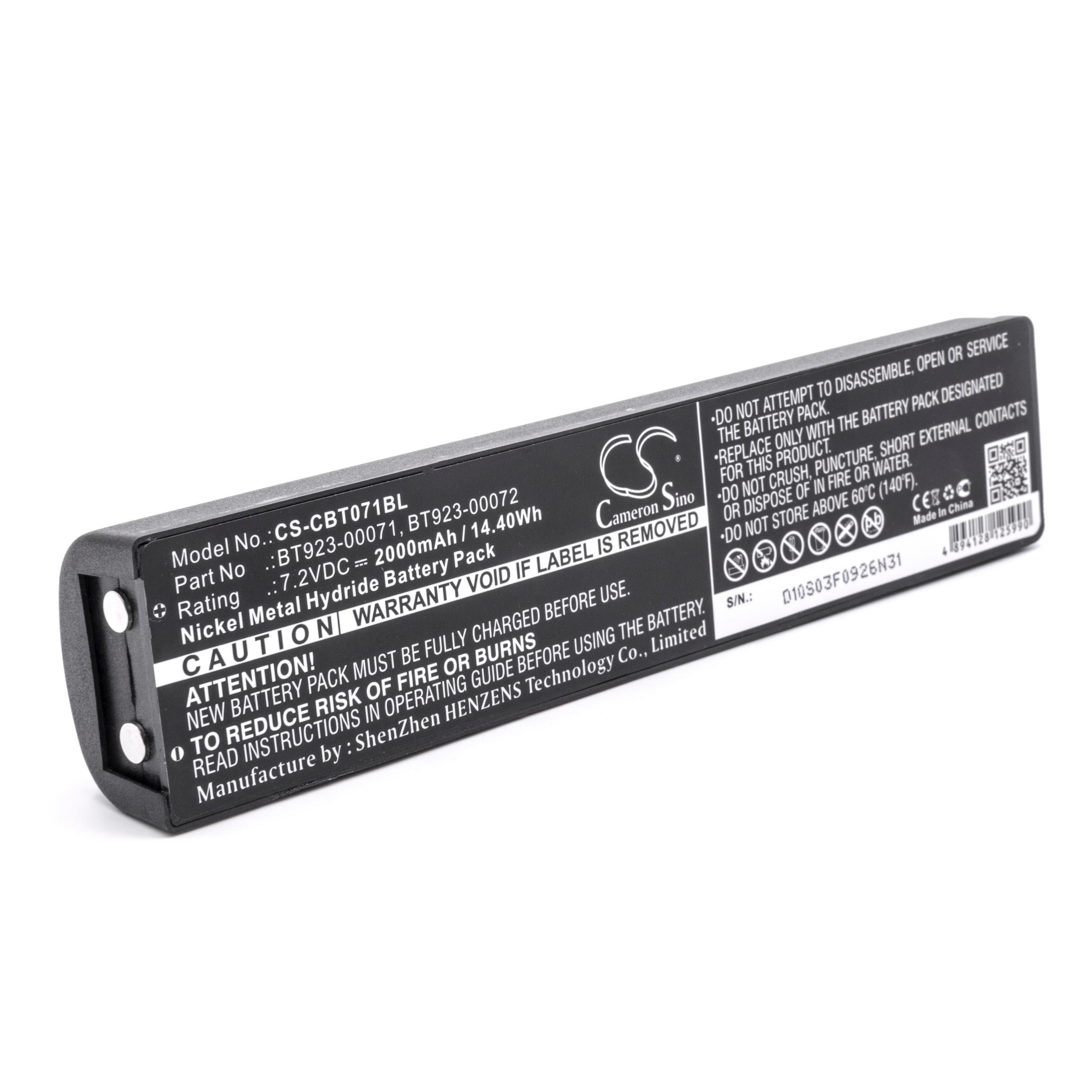 Batterie remplace Cattron-Theimeg BT923-00071 pour télécommande - 2000mAh 7,2V NiMH