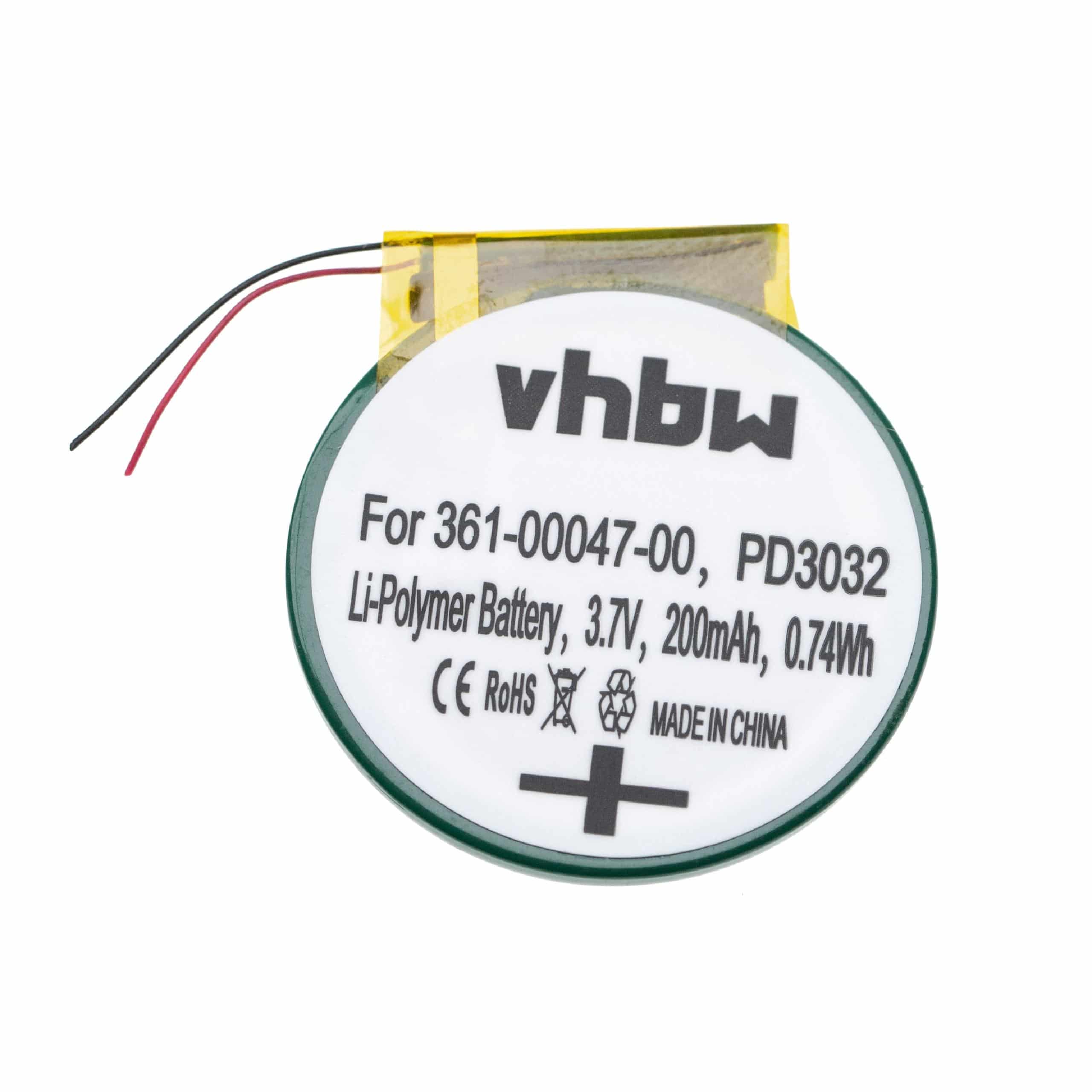 Smartwatch Battery replaces Garmin 361-00047-00, PD3032 - 200 mAh 3.7 V Li-polymer
