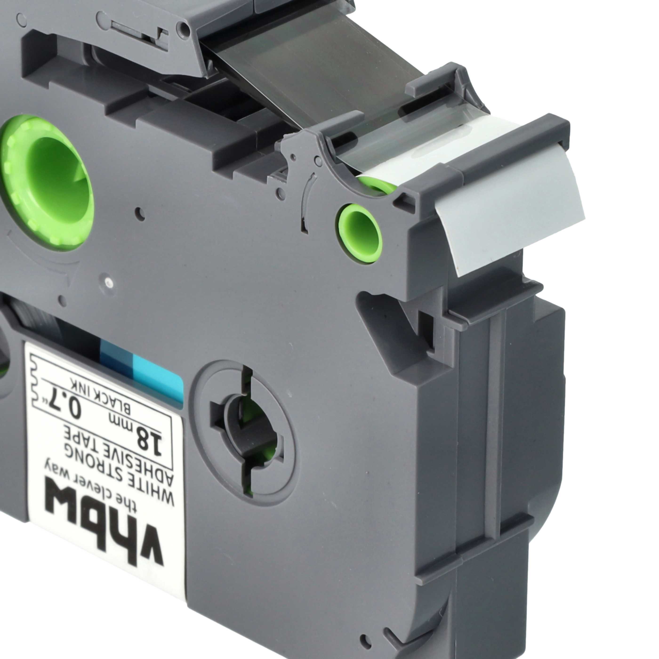 5x Label Tape replaces Brother TZE-S241 - 18 mm Black to White, Extra Stark