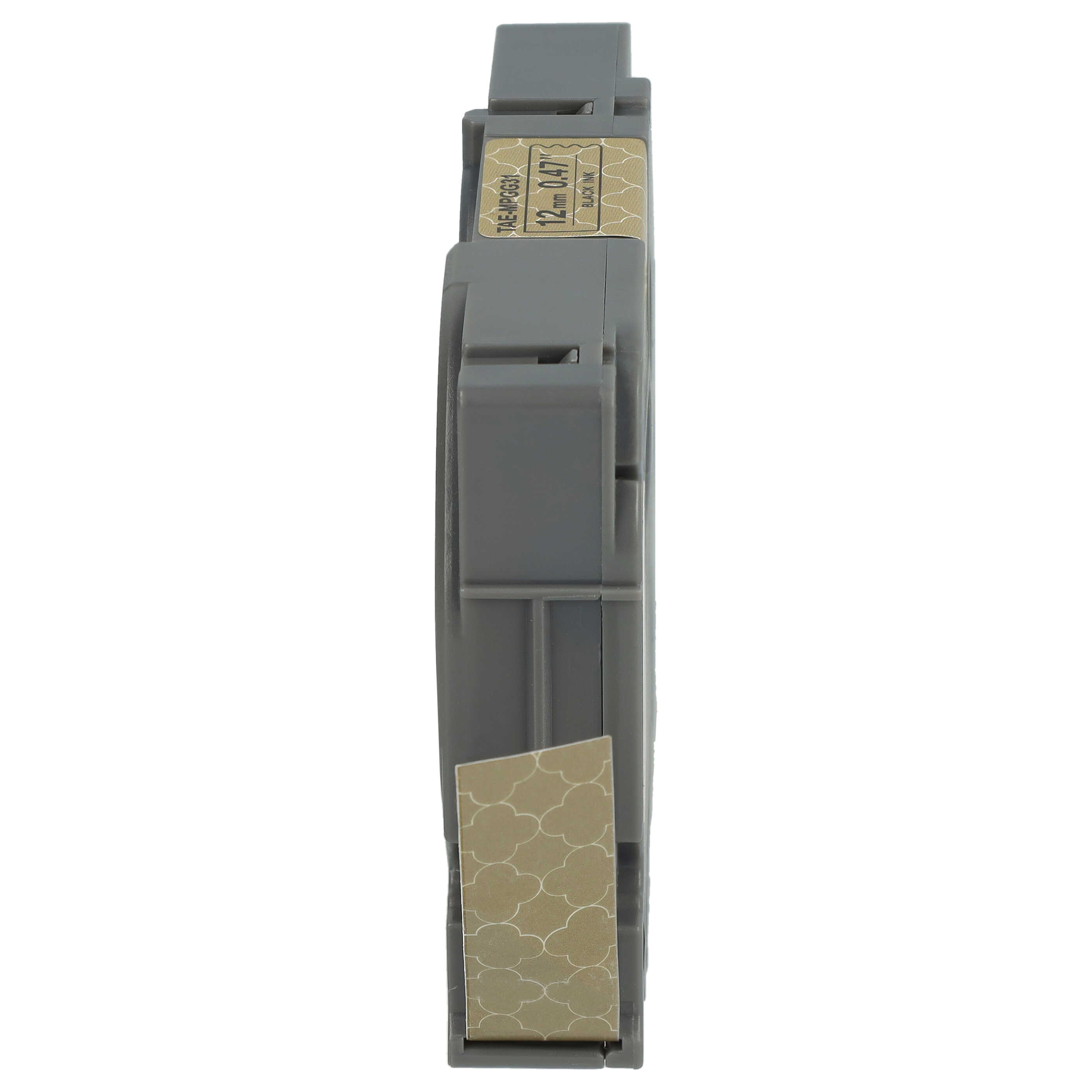 Label Tape replaces Brother Tze-MPGG31 - 12 mm Black to Gold (Geometric Pattern)