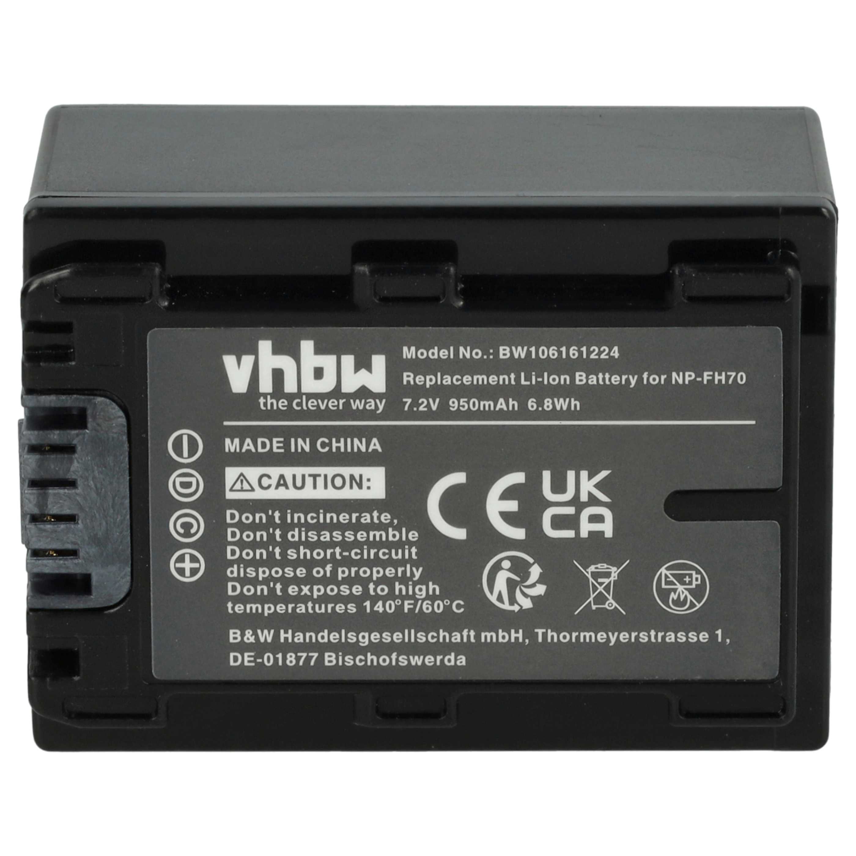 Videocamera 3x Battery replaces Sony NP-FH50, NP-FH100, NP-FH70, NP-FH60, NP-FH40 - 950 mAh 7.2 V Li-Ion