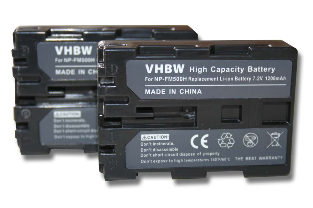 Batteries (2x pièces) remplace Sony NP-FM500H pour appareil photo - 1200mAh 7,2V Li-ion