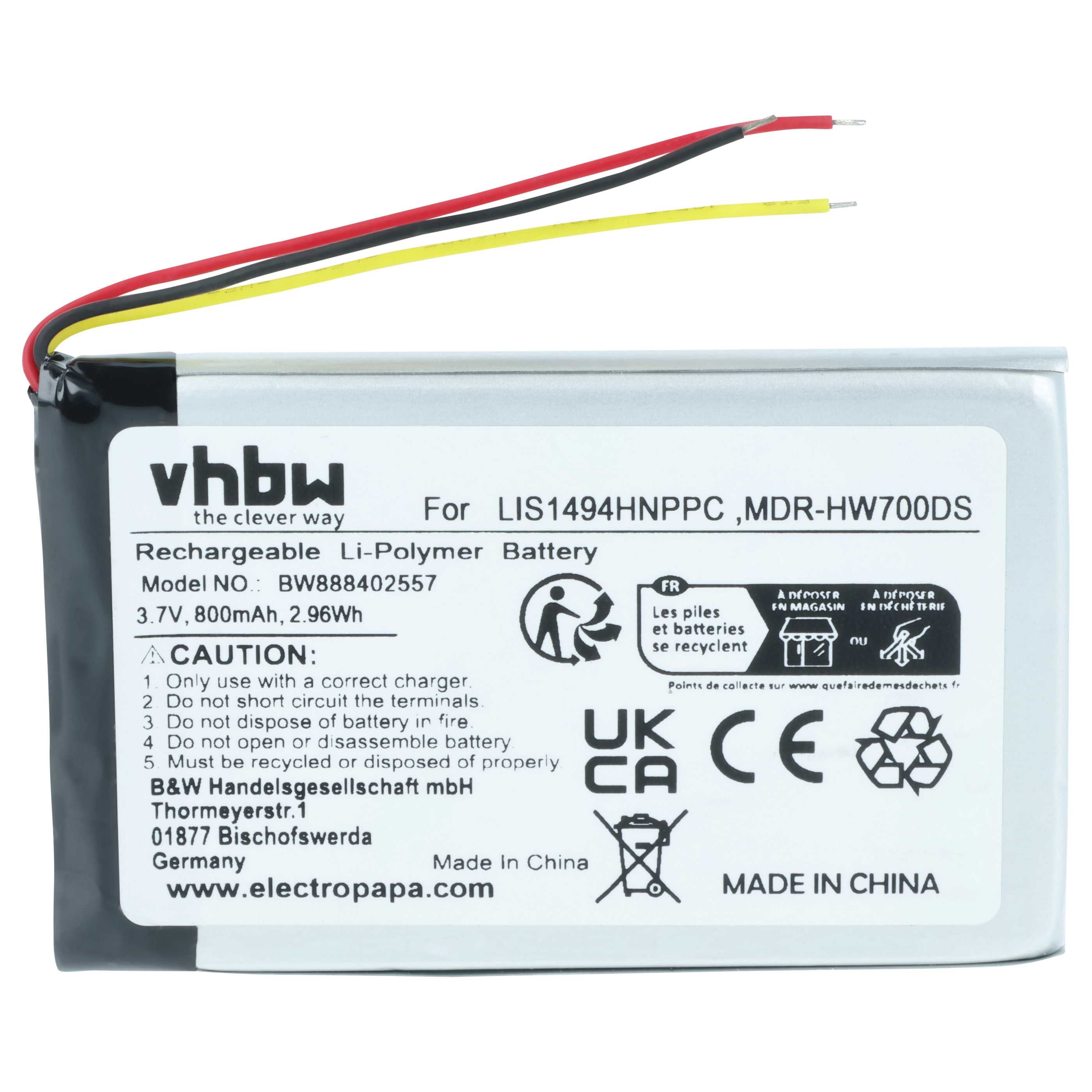 Akumulator do słuchawek bezprzewodowych zamiennik Sony LIS1494HNPPC - 800 mAh 3,7 V LiPo
