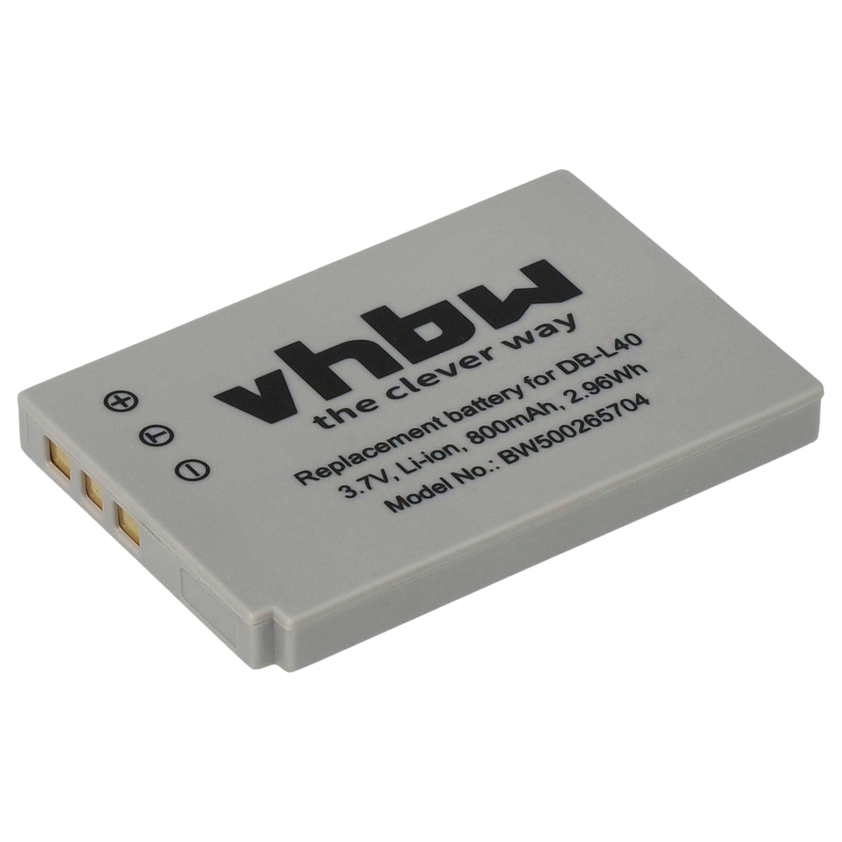 Videocamera Battery replaces Sanyo DB-L40AU, DB-L40 - 800 mAh 3.7 V Li-Ion