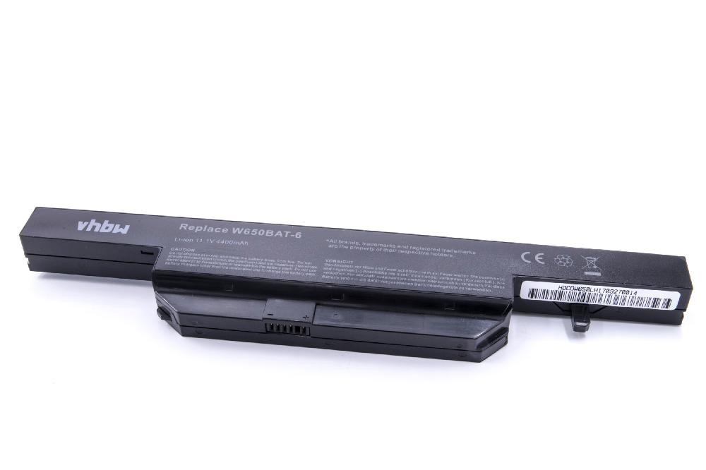 Notebook Battery Replacement for Clevo 6-87-W650S-4D4A1, 6-87-W650S-4D4A - 4400mAh 11.1V Li-Ion, black
