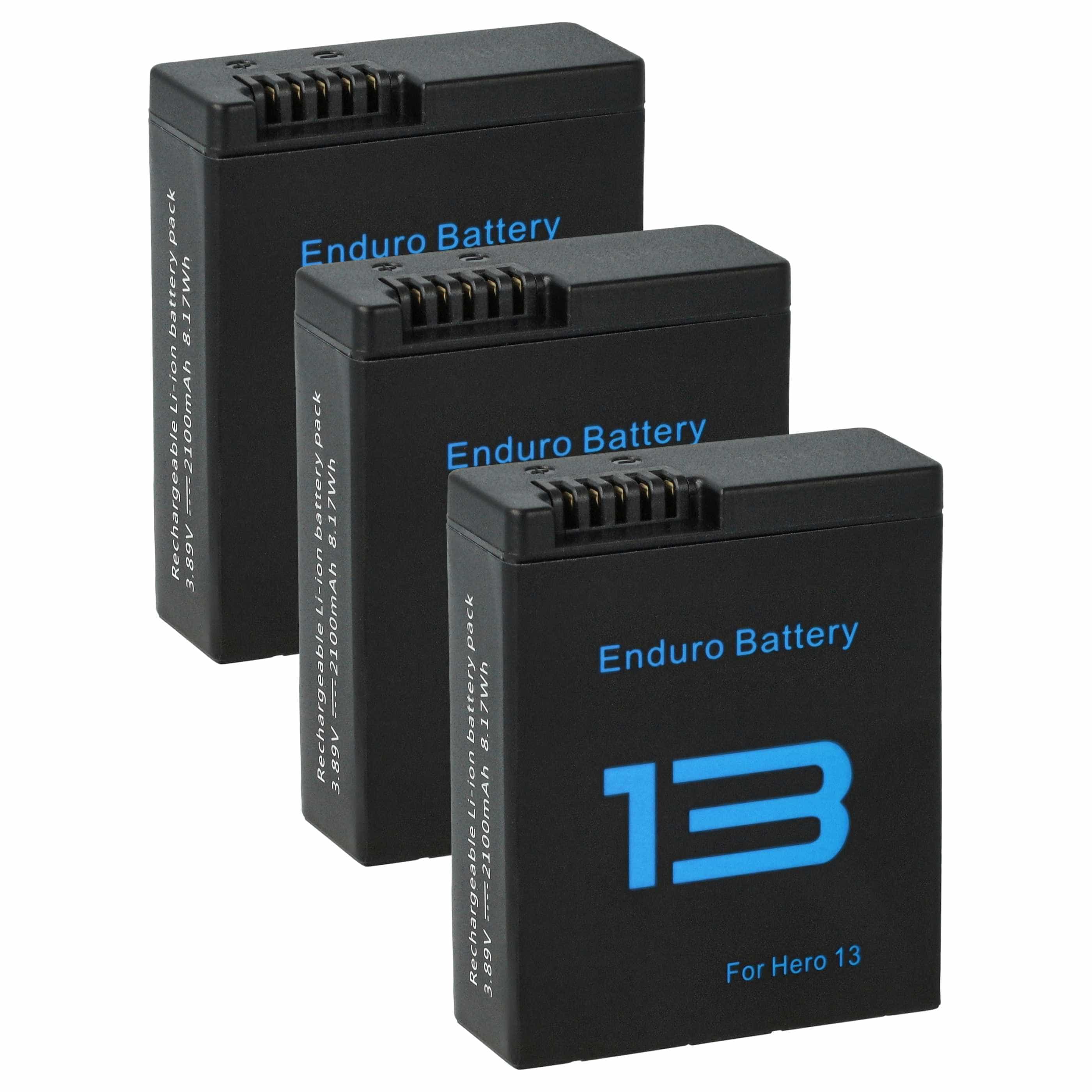 3x Battery replaces GoPro JH-GP13 - 2100mAh, 3.89V, Li-Ion
