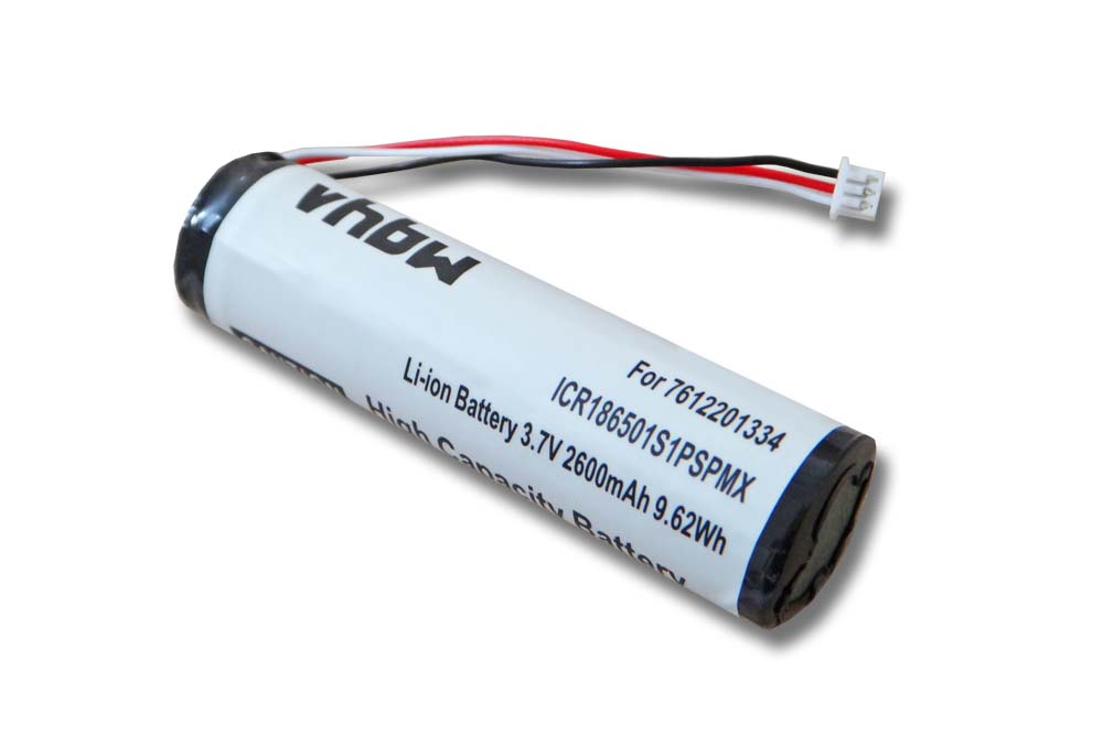 Batterie remplace Blaupunkt 7612201334, ICR186501S1PSPMX pour navigation GPS - 2600mAh 3,7V Li-ion