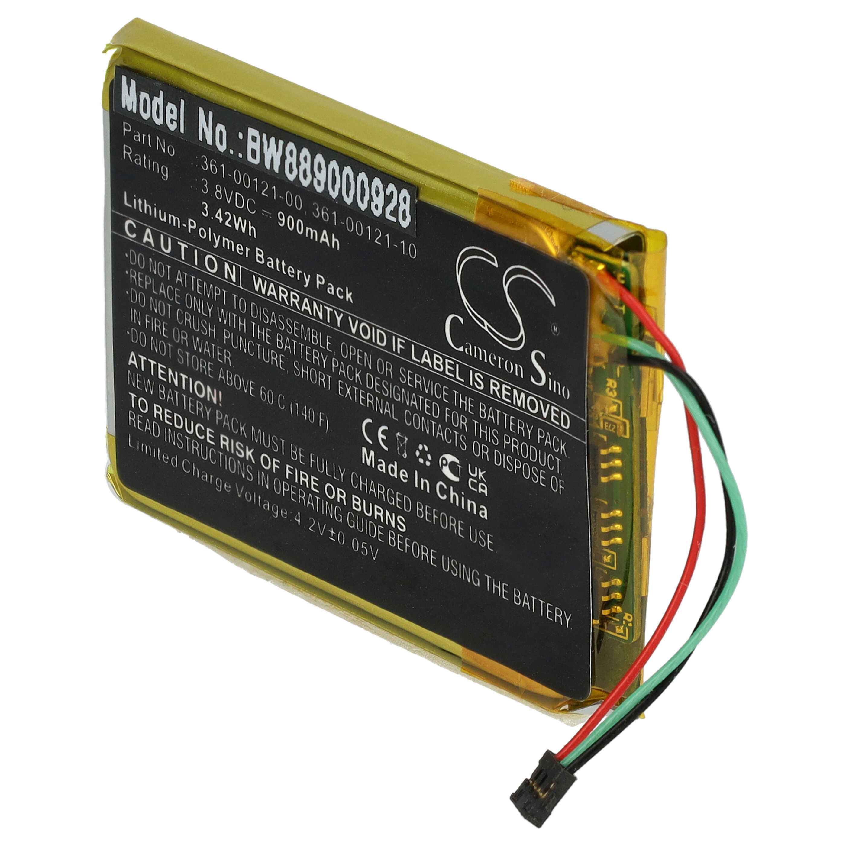 Batería reemplaza Garmin 361-00121-00, 361-00121-10 para localizador GPS - 900 mAh 3,8 V Li-Polímero
