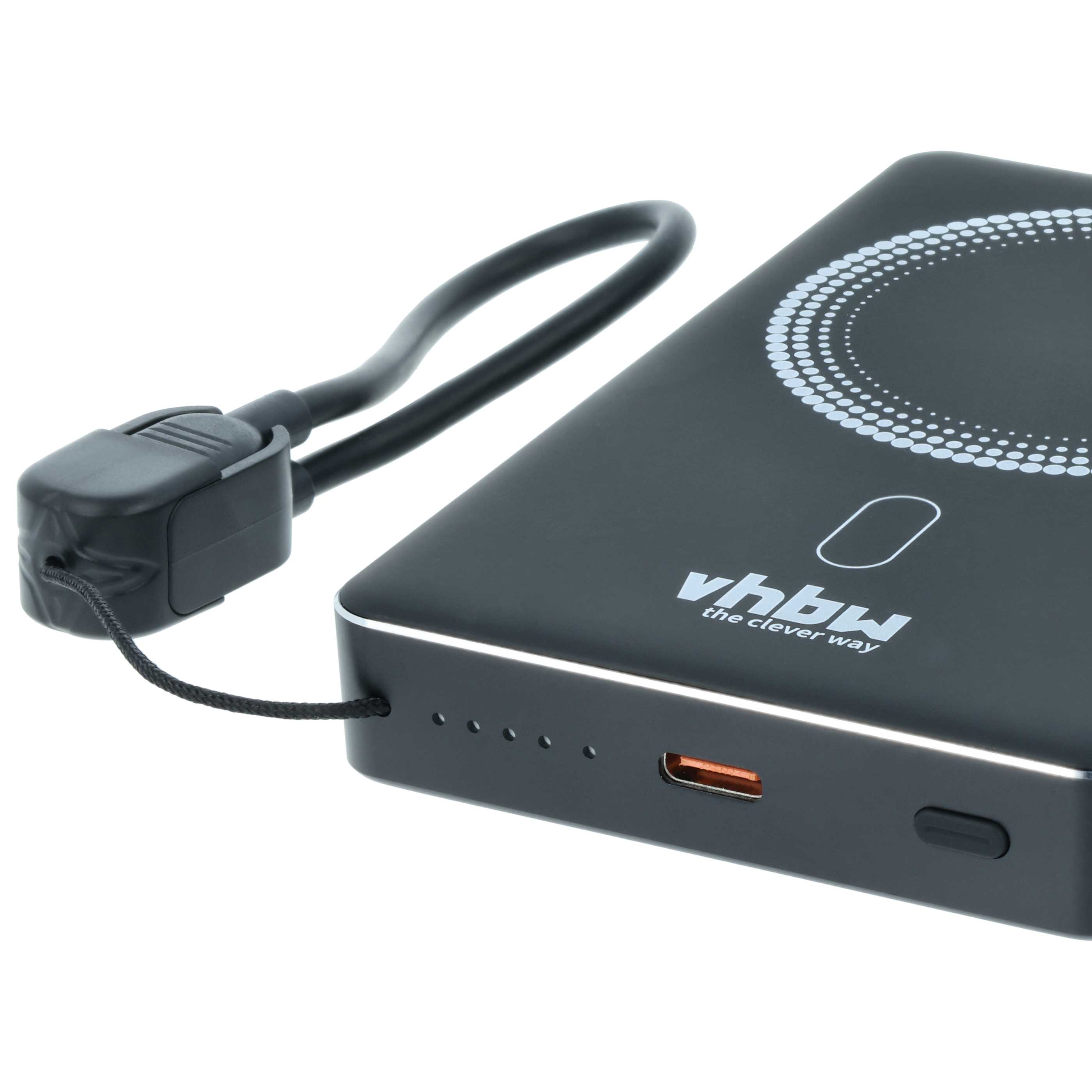 Magnetische Wireless Powerbank 10000 mAh passend für z.B. iPhone, Samsung, Xiaomi - Schwarz