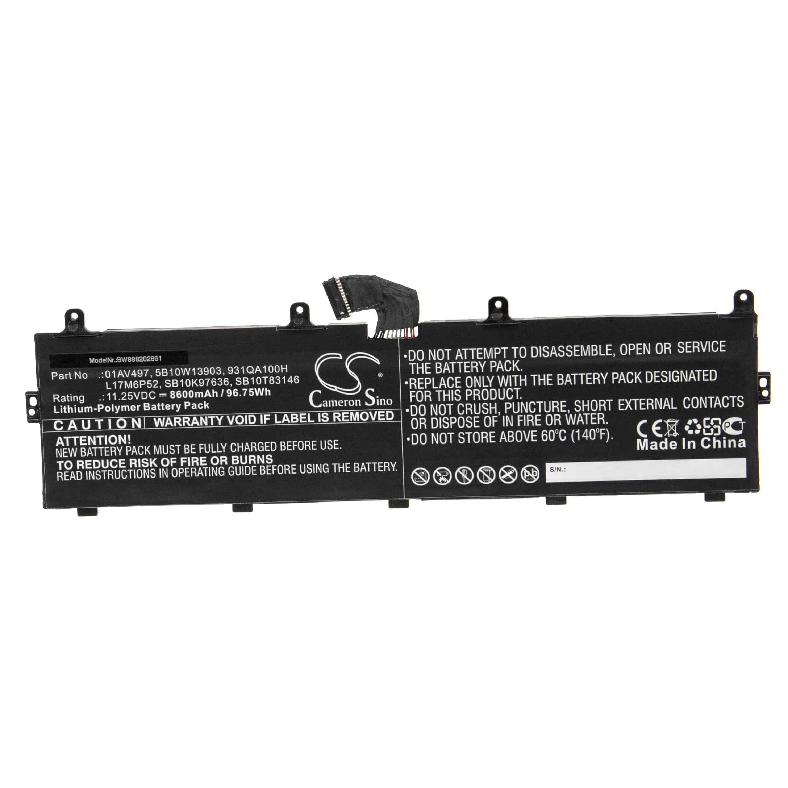 Akumulator do laptopa zamiennik Lenovo 01AV497, 01AV498, 5B10W13903, 931QA100H - 8600 mAh 11,25 V LiPo