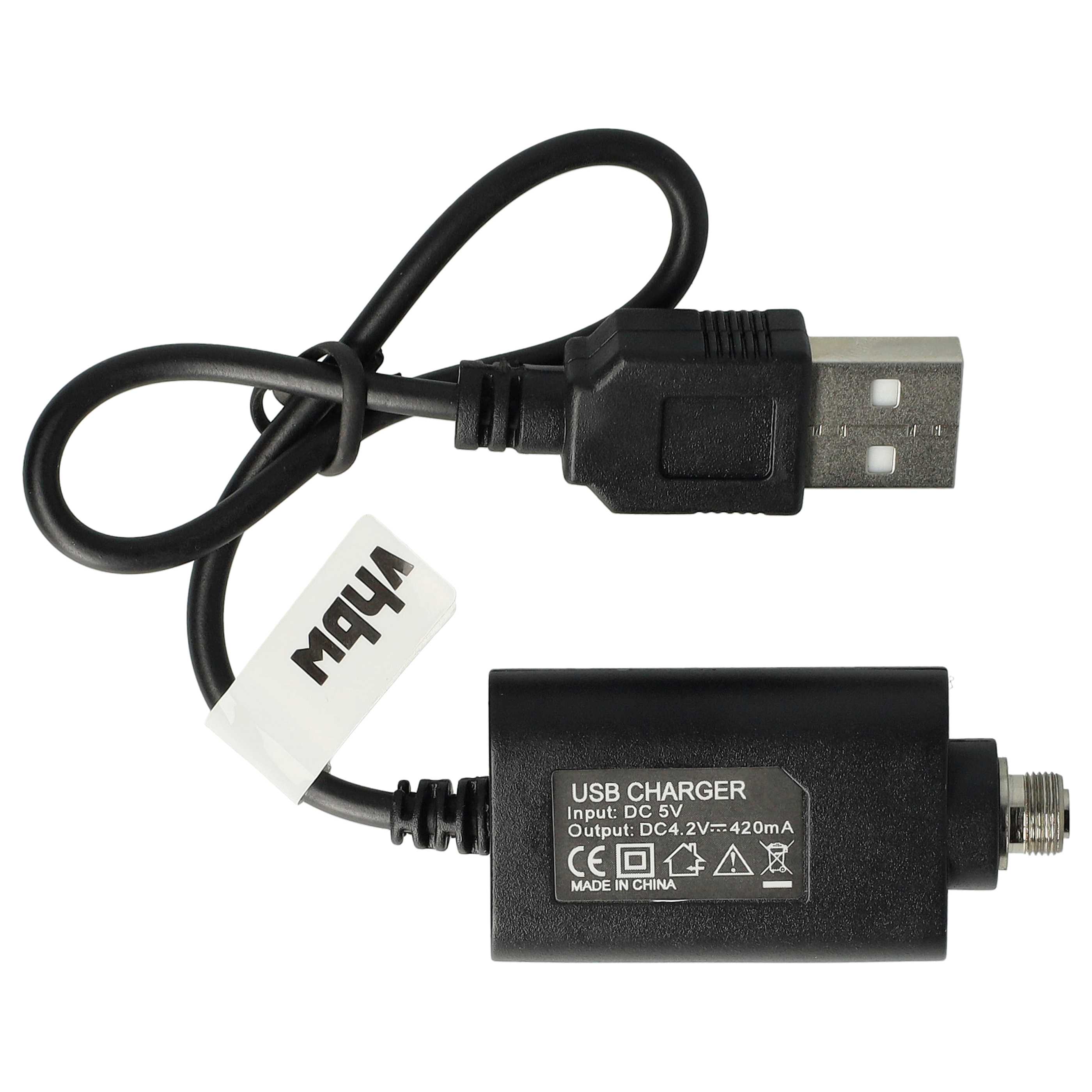 vhbw USB Ladegerät kompatibel mit diversen E-Zigaretten, E-Shisha Geräten mit Schraubverschluss - 25cm Ladekab