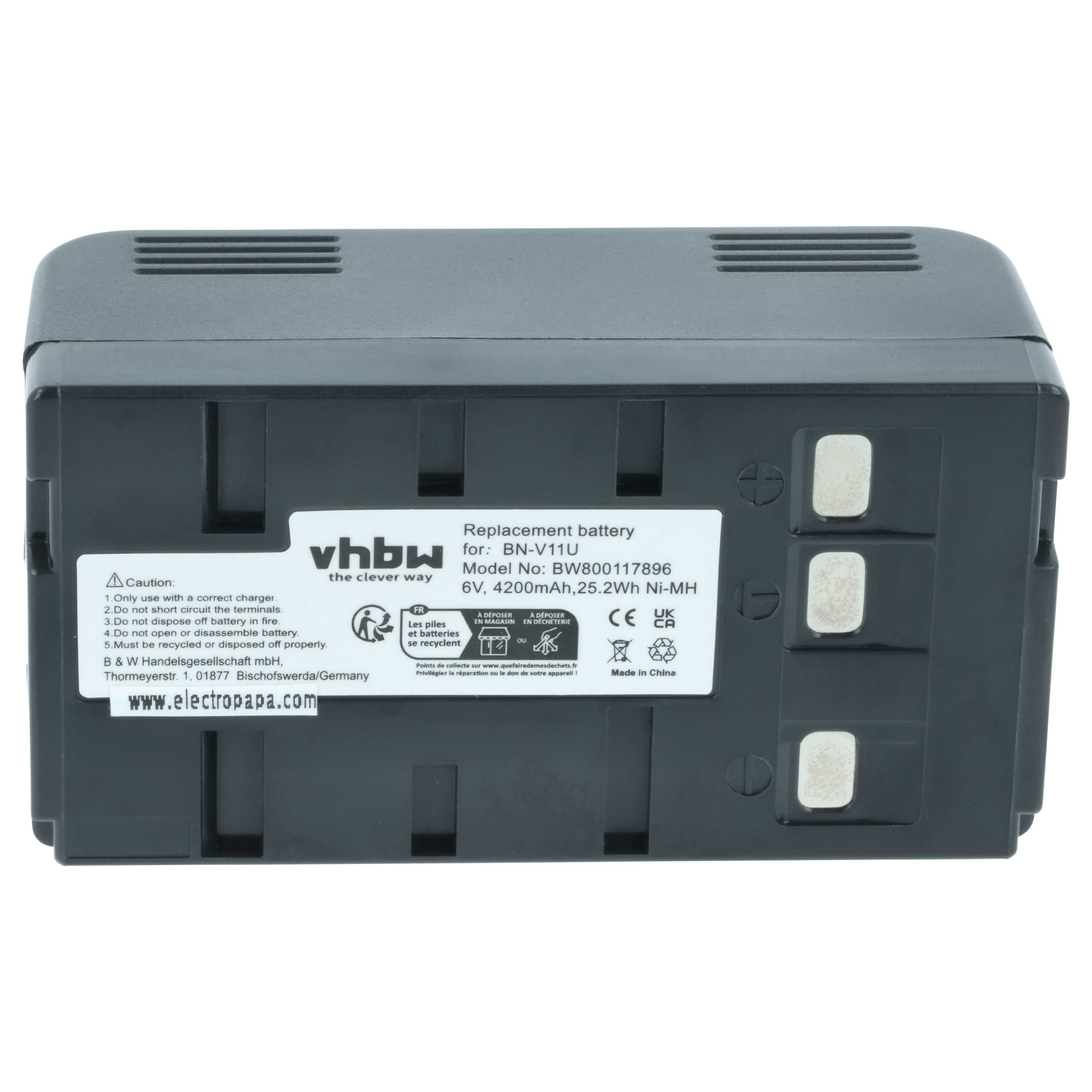 2x Battery replaces JVC BN-V22U, BN-V20, BN-V25, BN-V24U, BN-V22, BN-V20US, BN-V20U - 4200mAh, 6V, NiMH