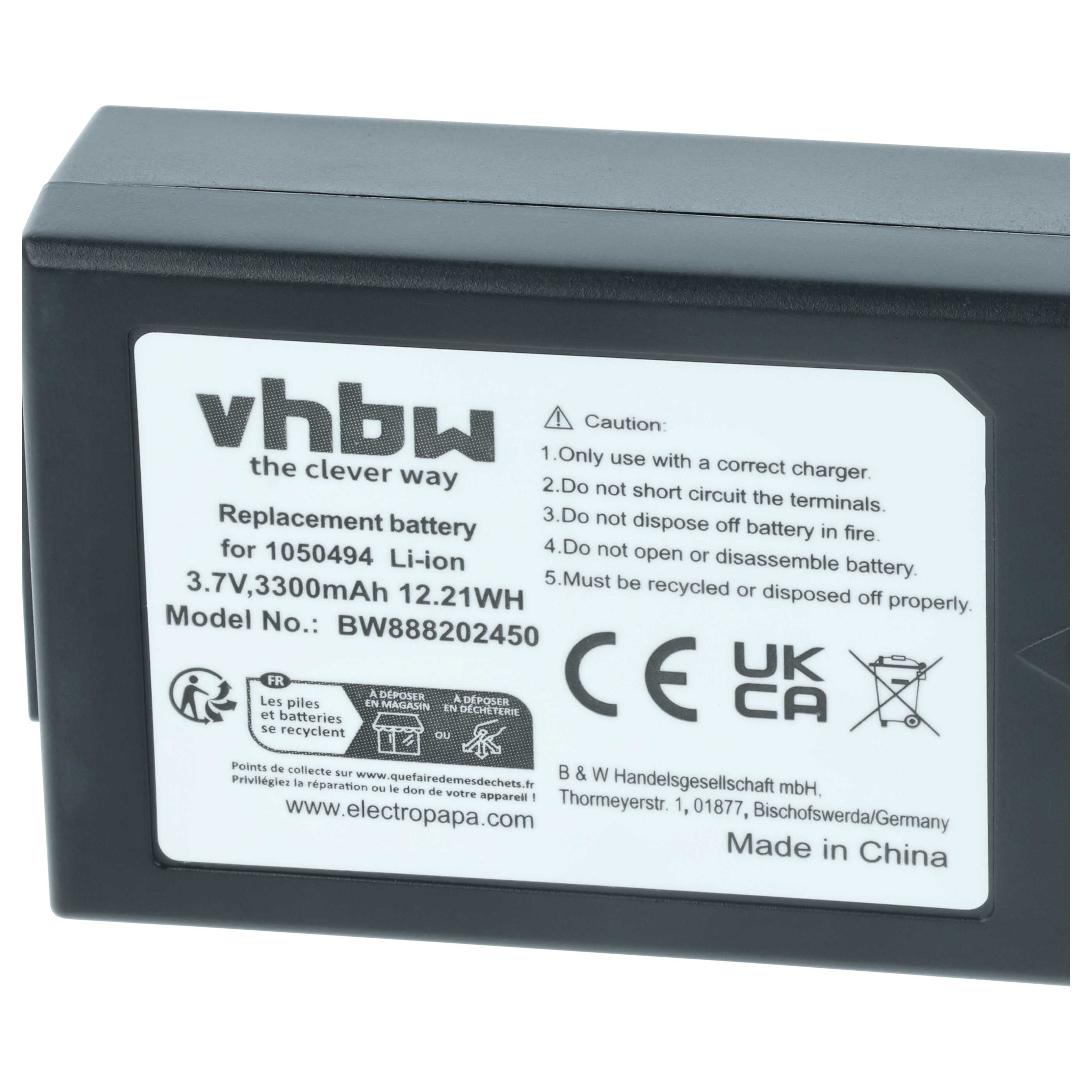 Handheld Computer 2x Battery replaces Psion WA3006, WA3020, 1050494-002, 1050494 - 3300mAh, 3.7V