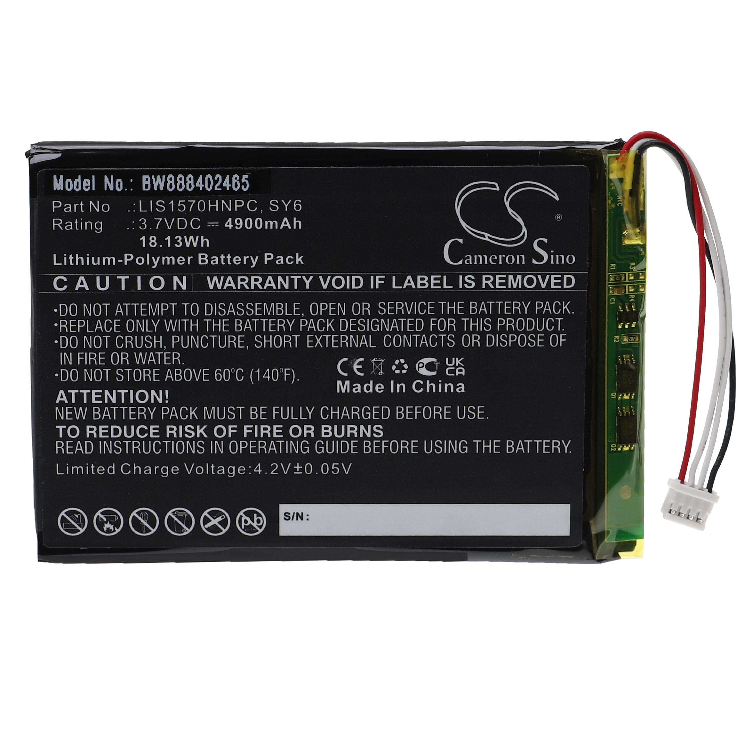 Akumulator do wzmacniacza słuchawkowego zamiennik Sony SY6, LIS1570HNPC - 4900 mAh 3,7 V LiPo